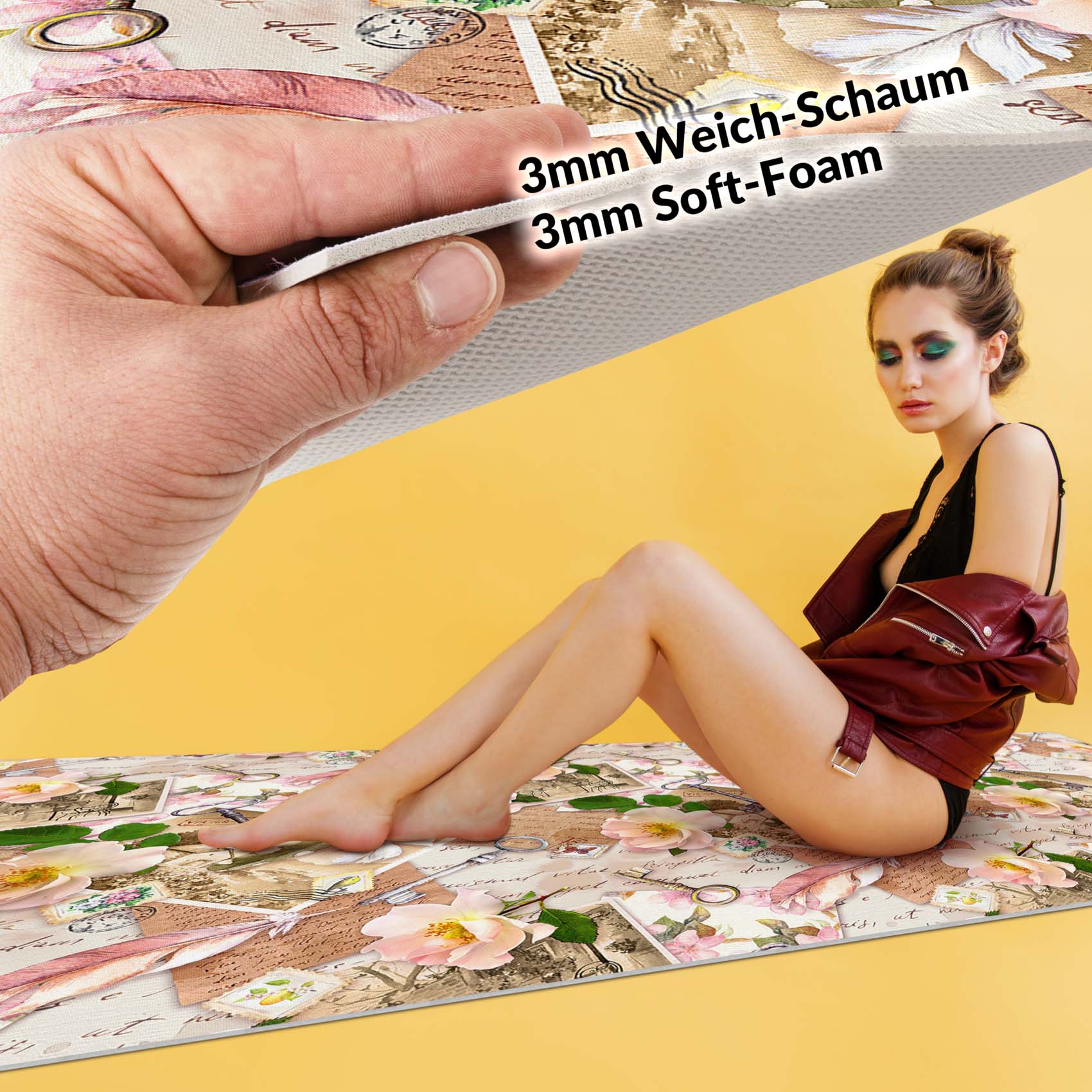 Küchenläufer Küchenteppich Läufer Flur Teppichläufer Vintage Beige 80cm Breit