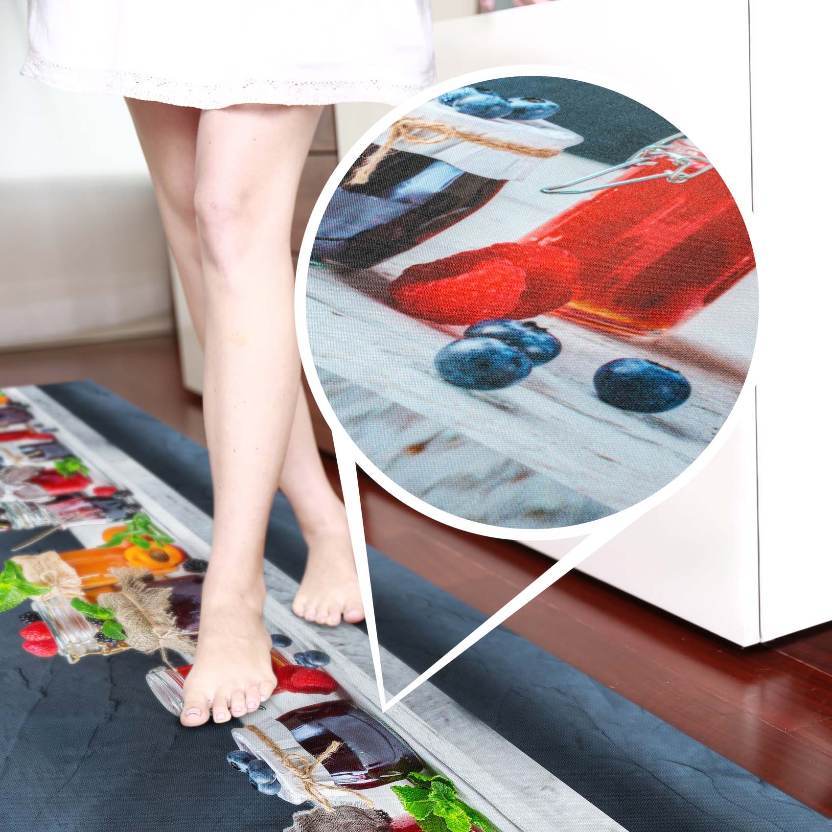 Küchenläufer Küchenteppich Läufer Flur Teppichläufer Skyline Blau 50cm Breit