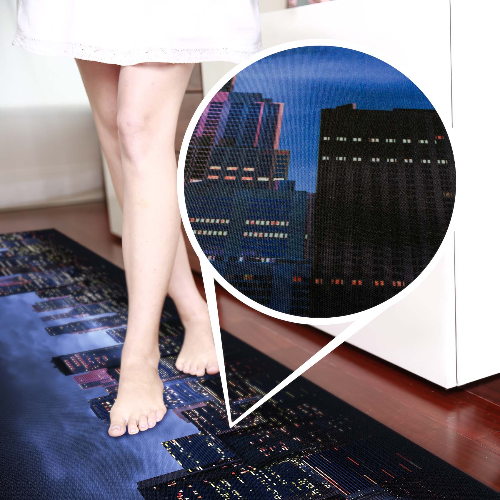 Küchenläufer Küchenteppich Läufer Flur Teppichläufer Skyline Blau 50cm Breit