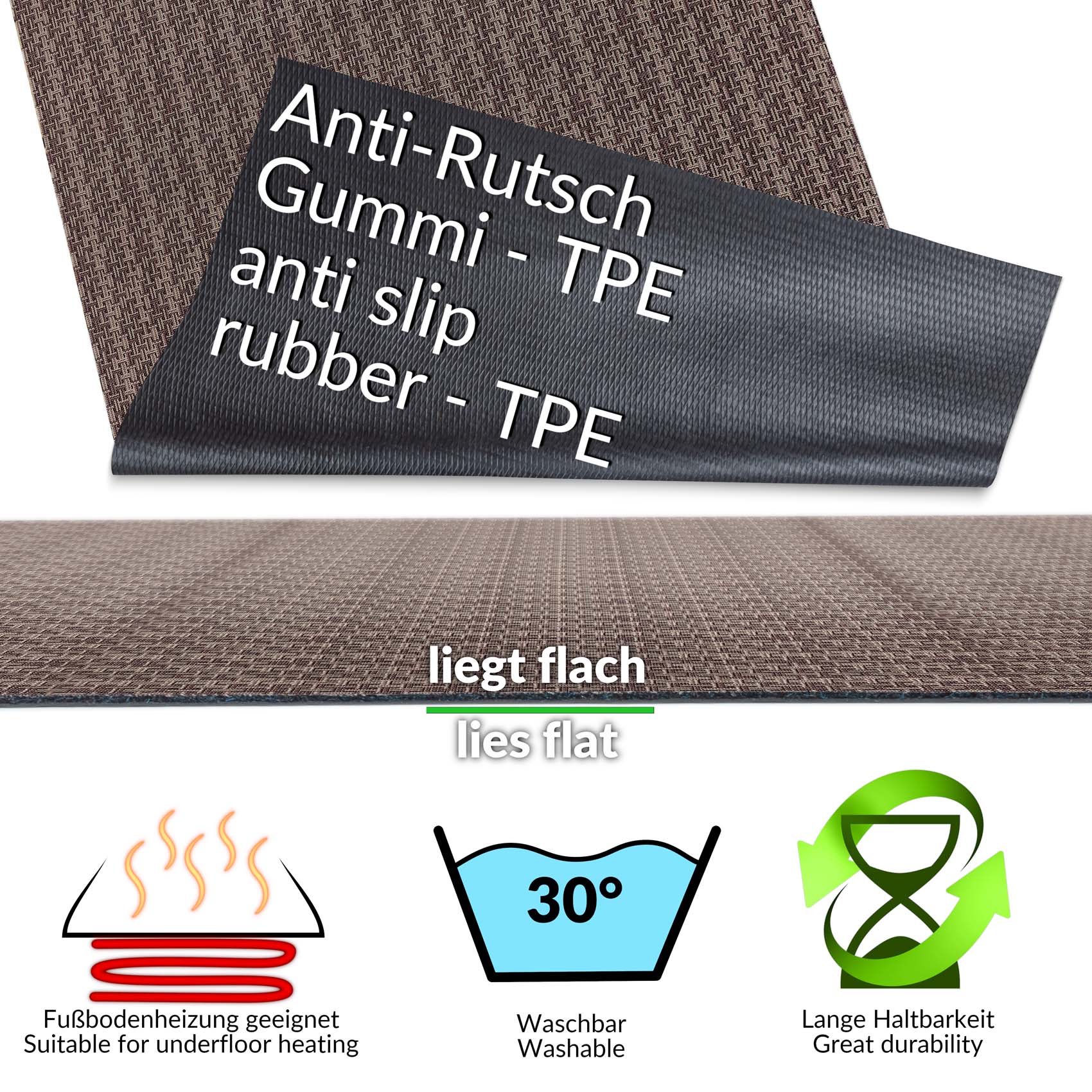 C-Users-Administrator-Desktop-upload-JPEG-IITABRA_50-jpg Küchenläufer Küchenteppich Läufer Flur Premium 3-Schicht Flechtoptik Braun