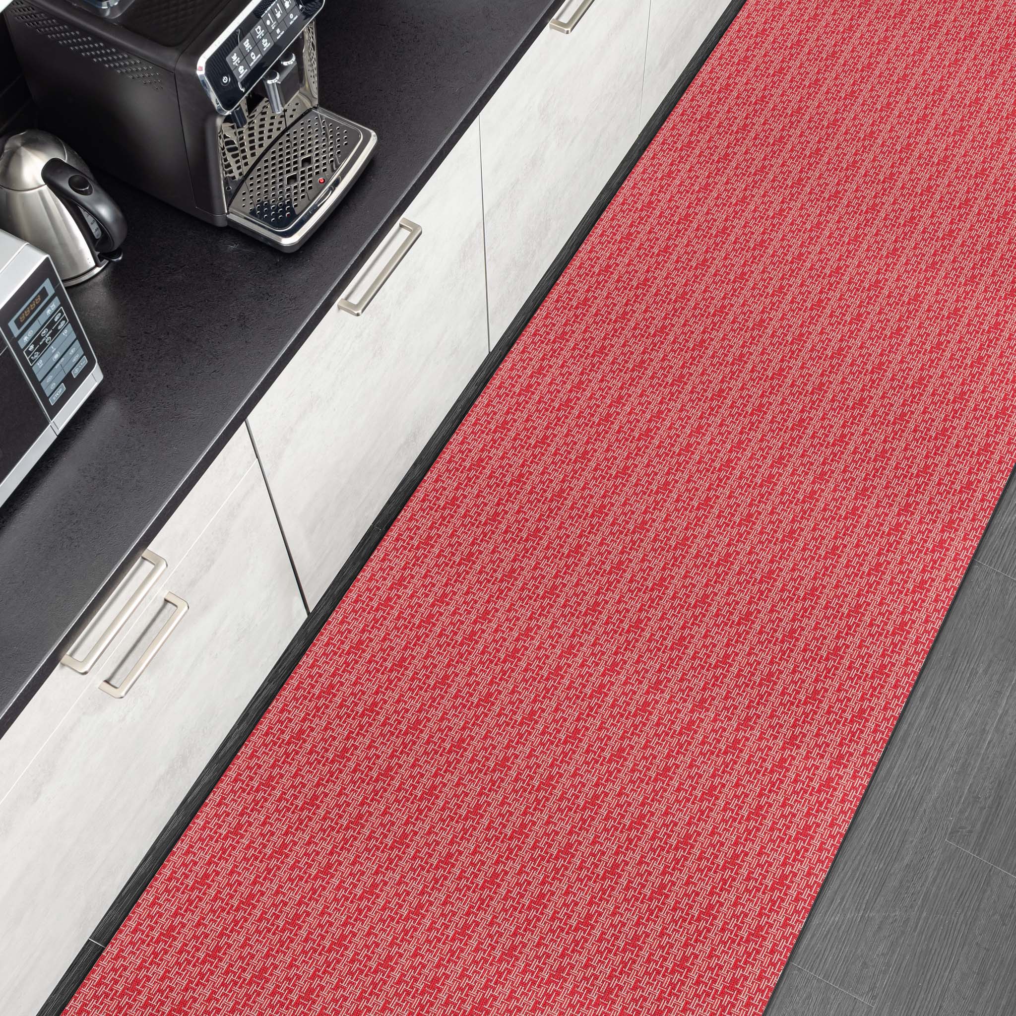 Küchenläufer Küchenteppich Läufer Flur pflegeleicht Premium waschbar Flechtoptik Rot