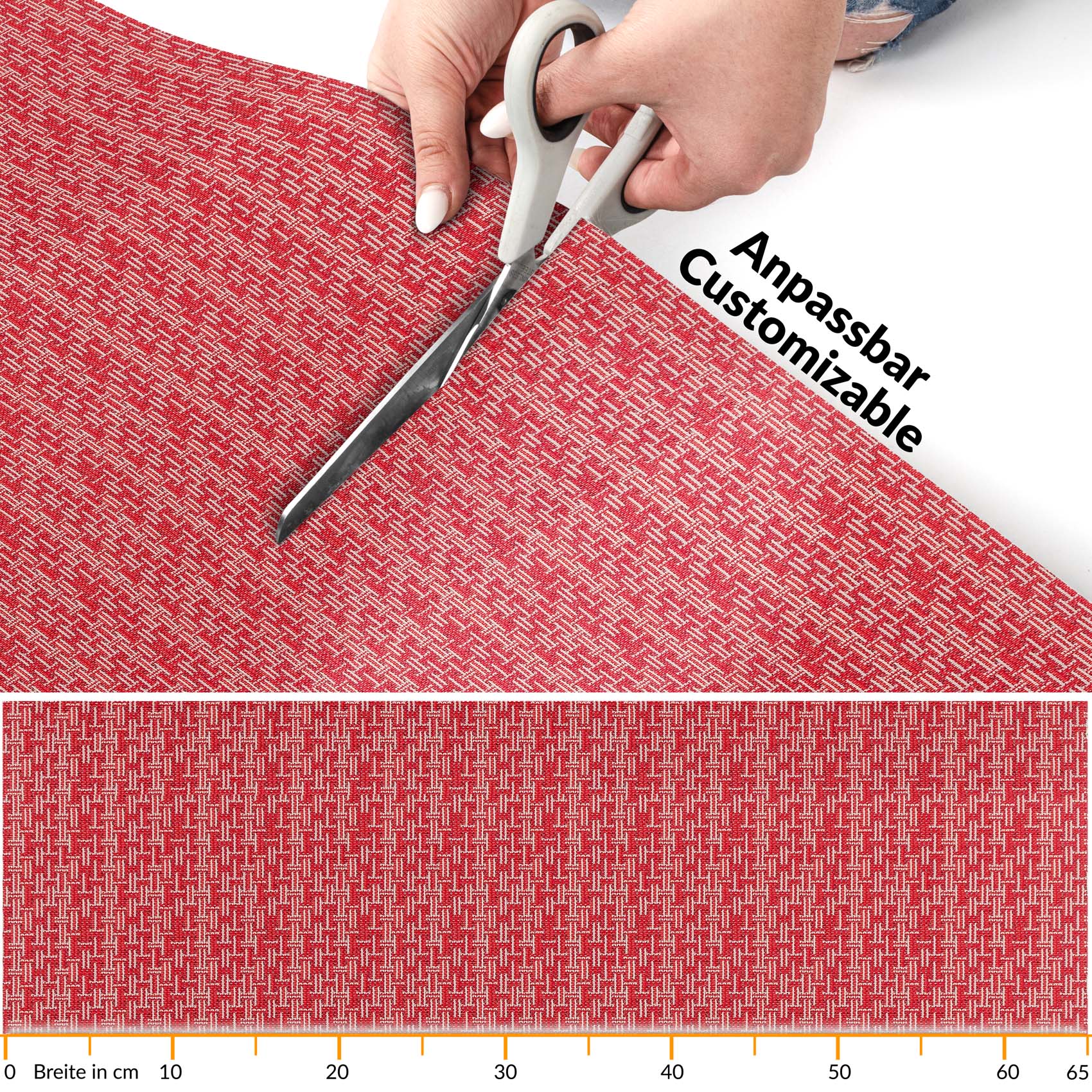 Küchenläufer Küchenteppich Läufer Flur pflegeleicht Premium waschbar Flechtoptik Rot