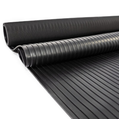 SBR Gummimatte Meterware Gummi Bodenbelag Breitriefen Schwarz Stärke: 3mm 100cm Breite