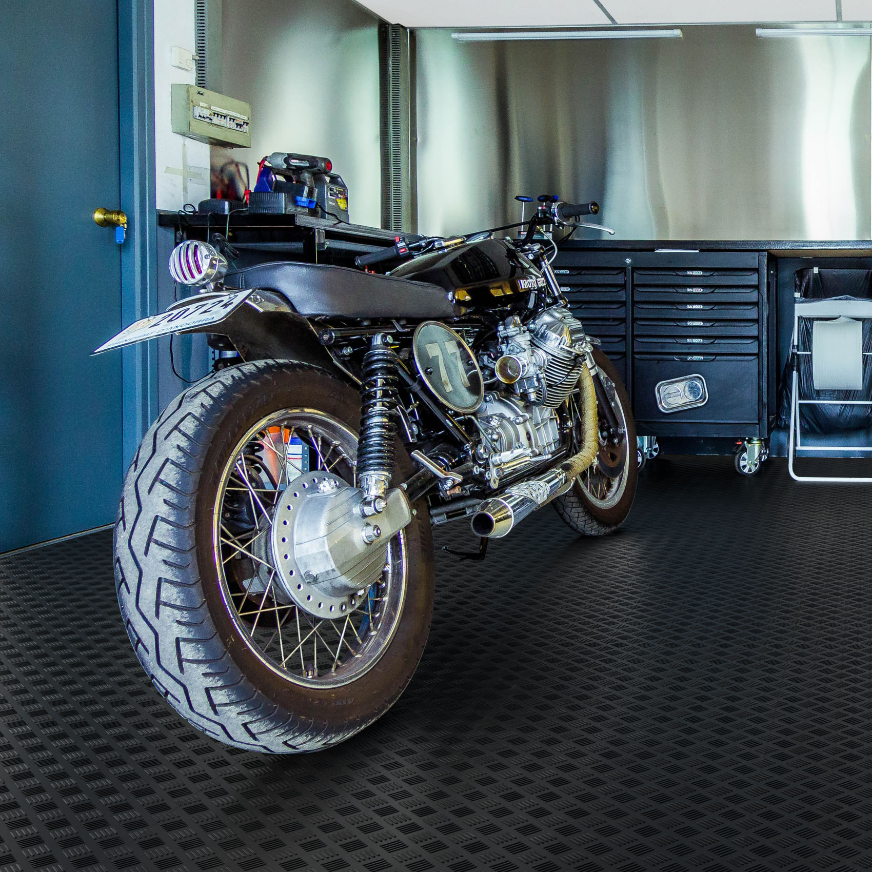 3814008_Product SBR Gummimatte Meterware Gummi Bodenbelag Breitriefen Schwarz Stärke: 3mm 100cm Breite