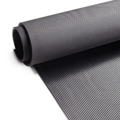 SBR Gummimatte Meterware Bodenbelag Feinriefen Rillen Schwarz Stärke: 3mm 100cm Breite