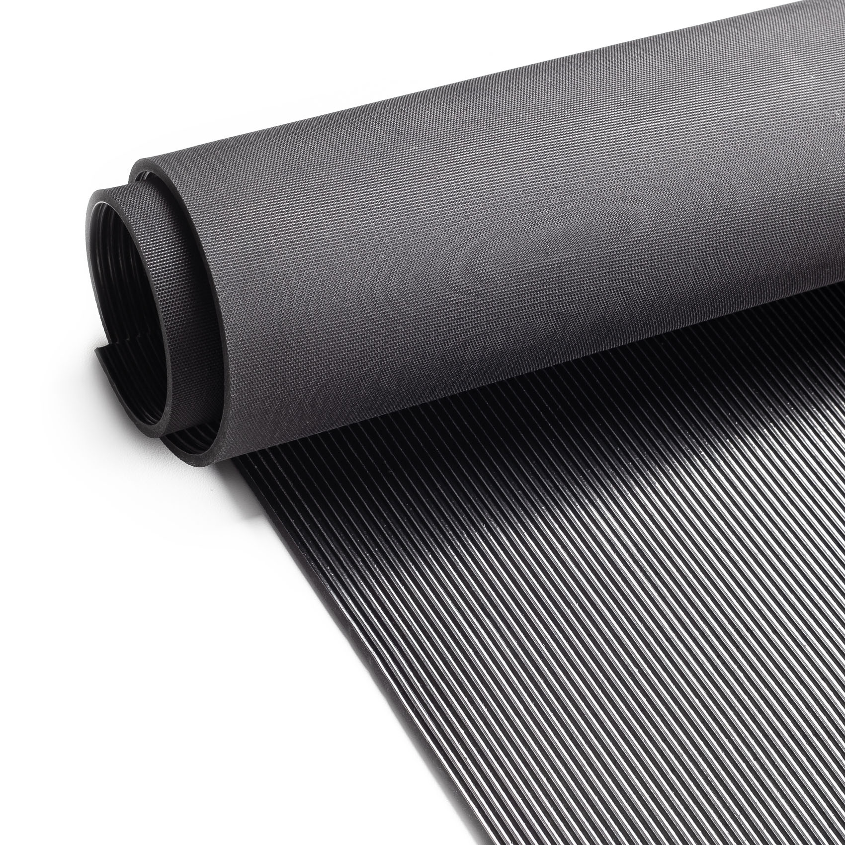 SBR Gummimatte Meterware Bodenbelag Feinriefen Rillen Schwarz Stärke: 3mm 100cm Breite