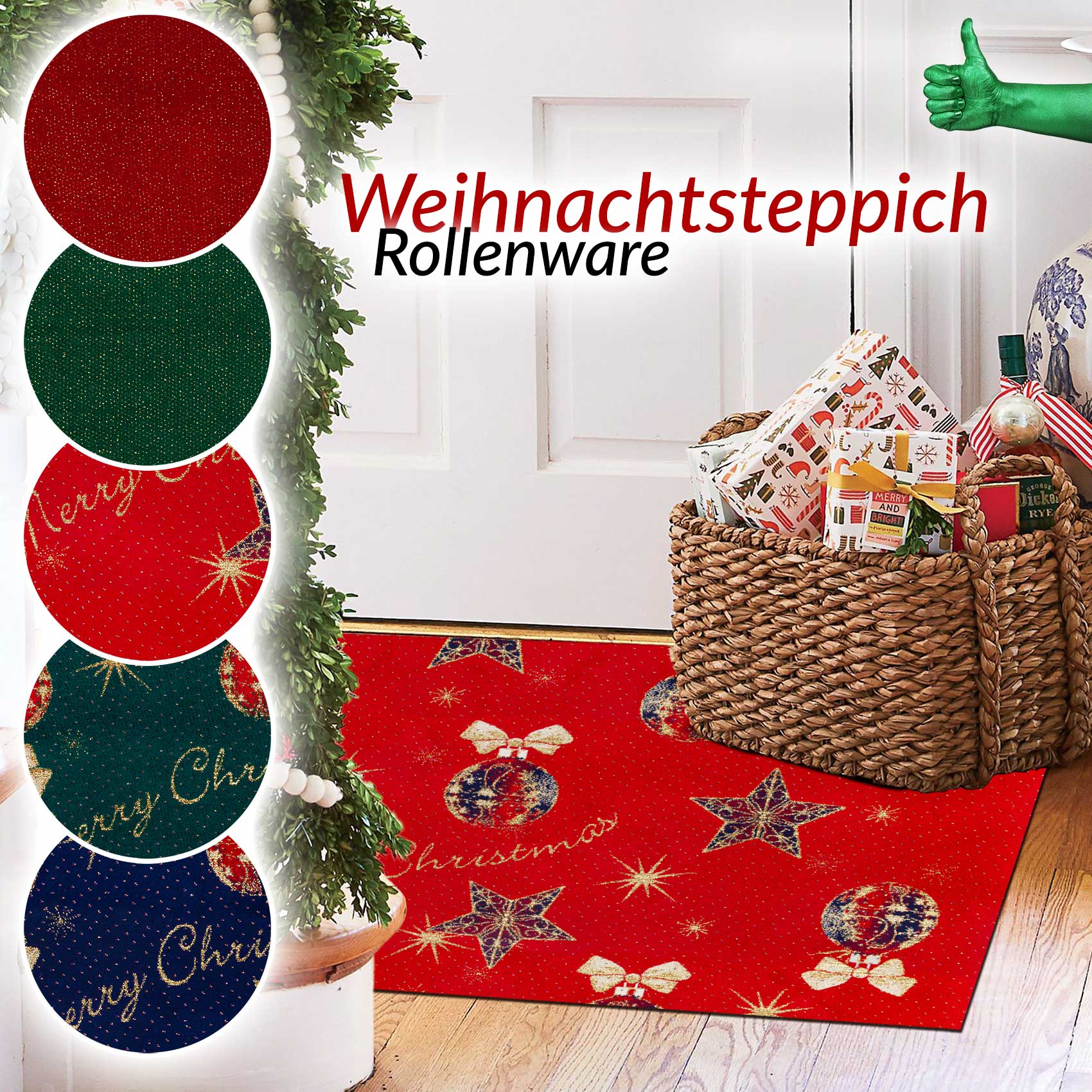 Weihnachtsfußmatte Weihnachtsteppich Fußmatte Schmutzfangmatte Flurläufer – 5 Designs