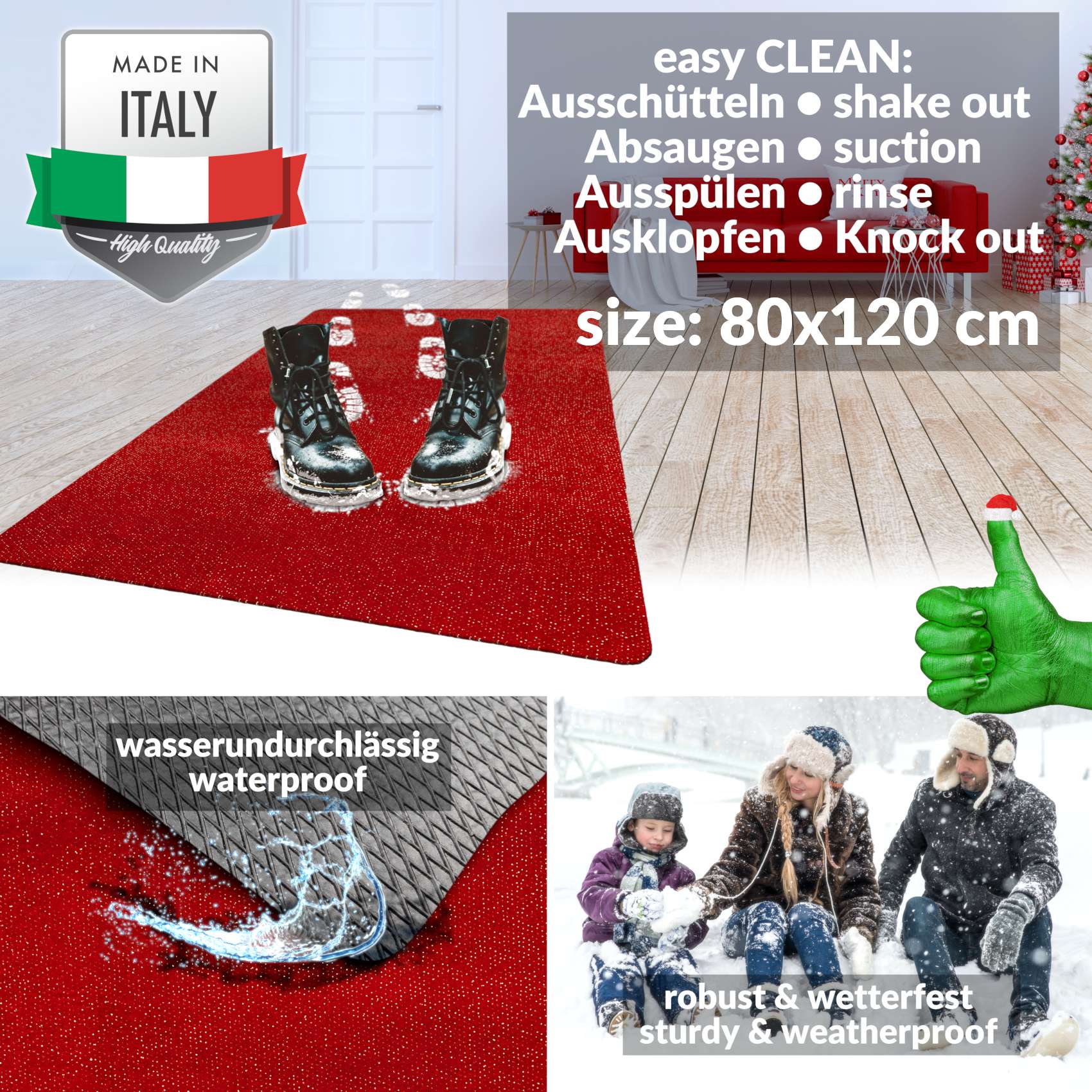 Weihnachtsfußmatte Weihnachtsteppich Fußmatte Schmutzfangmatte Flurläufer – 5 Designs