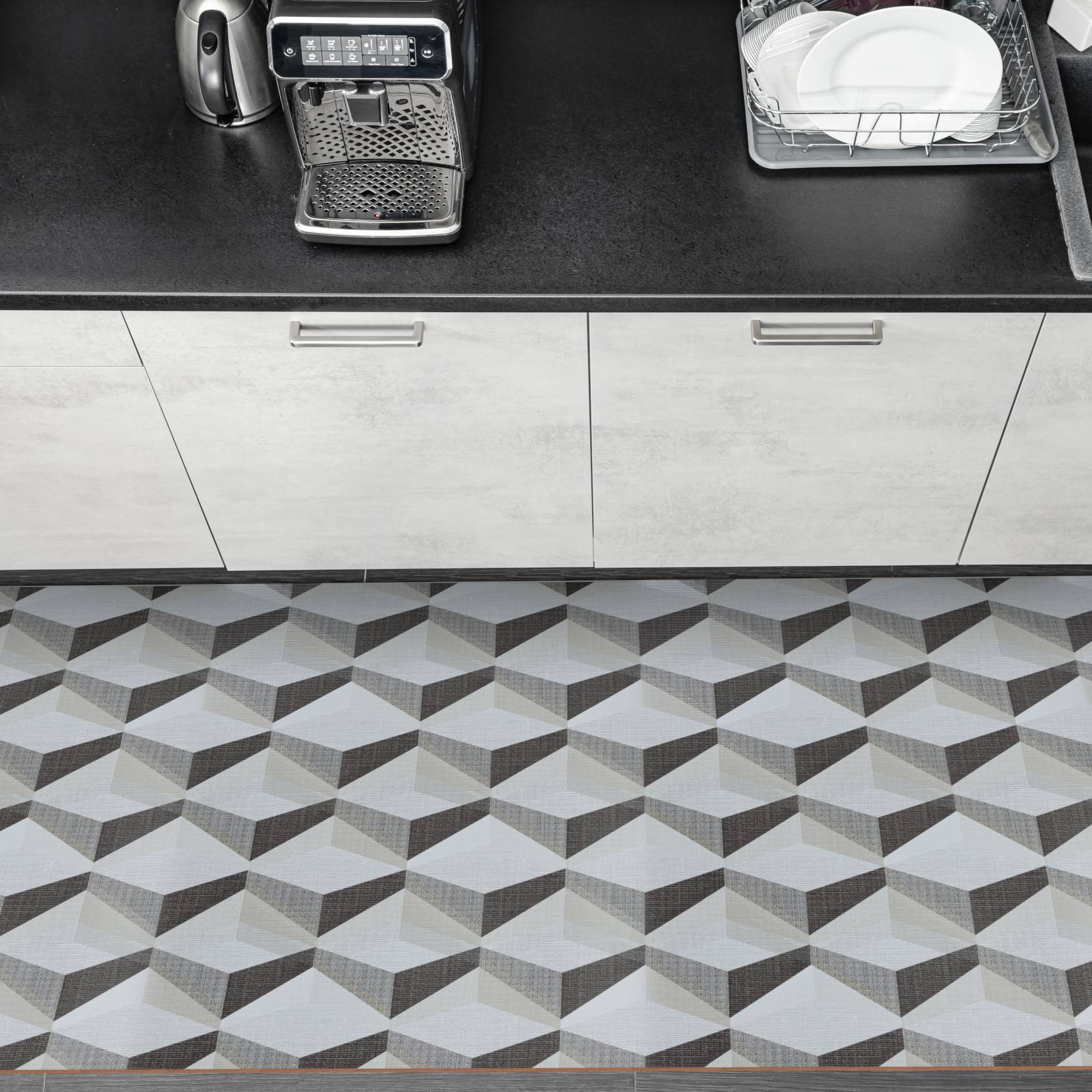 BRHF4107_12K Küchenläufer Flurteppich Küchenteppich Motivdruck Illusion 3D Flur Teppich Läufer rutschfest abwaschbar