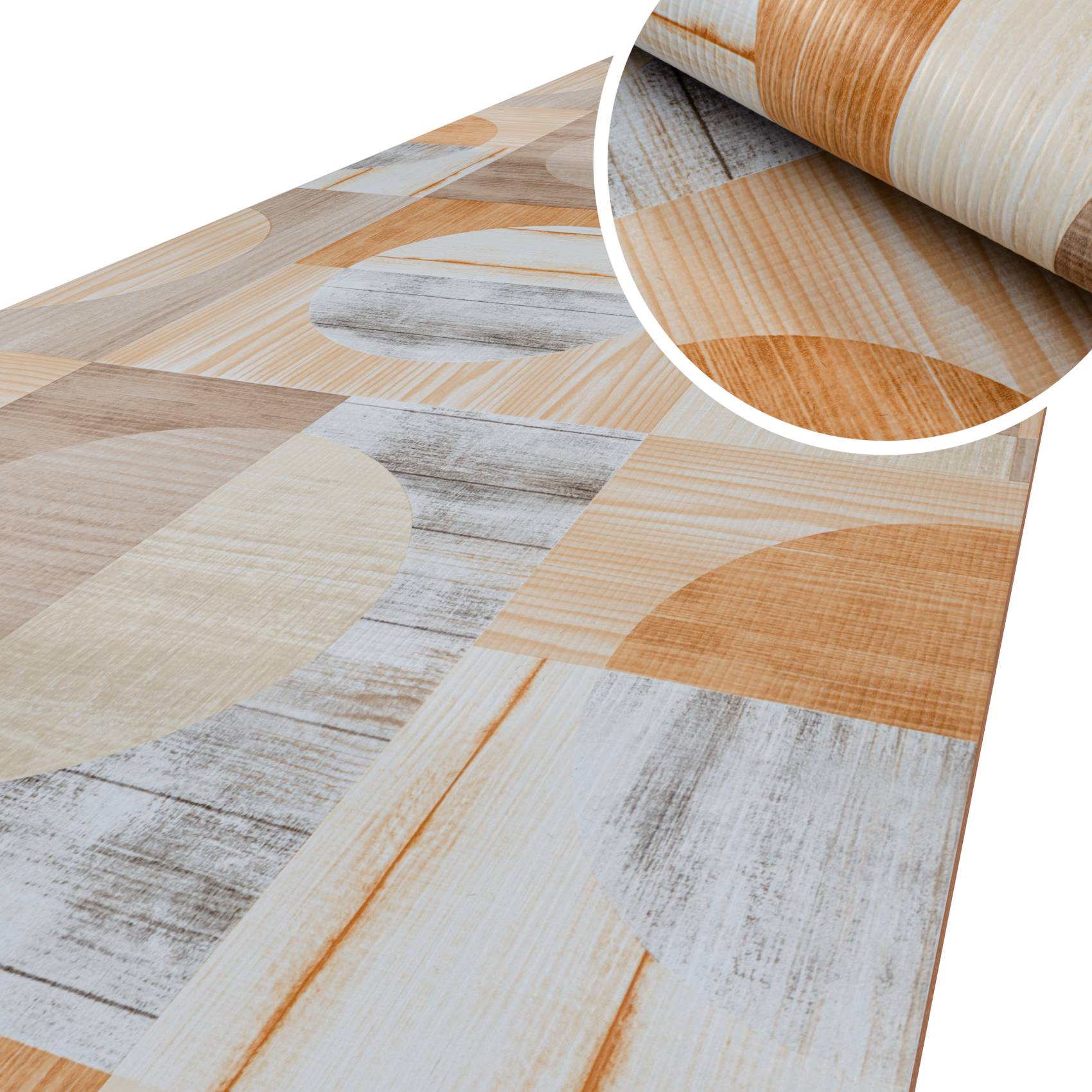 Küchenläufer Küchenteppich Flurteppich Kreise Holzoptik Küchenläufer Läufer Küche