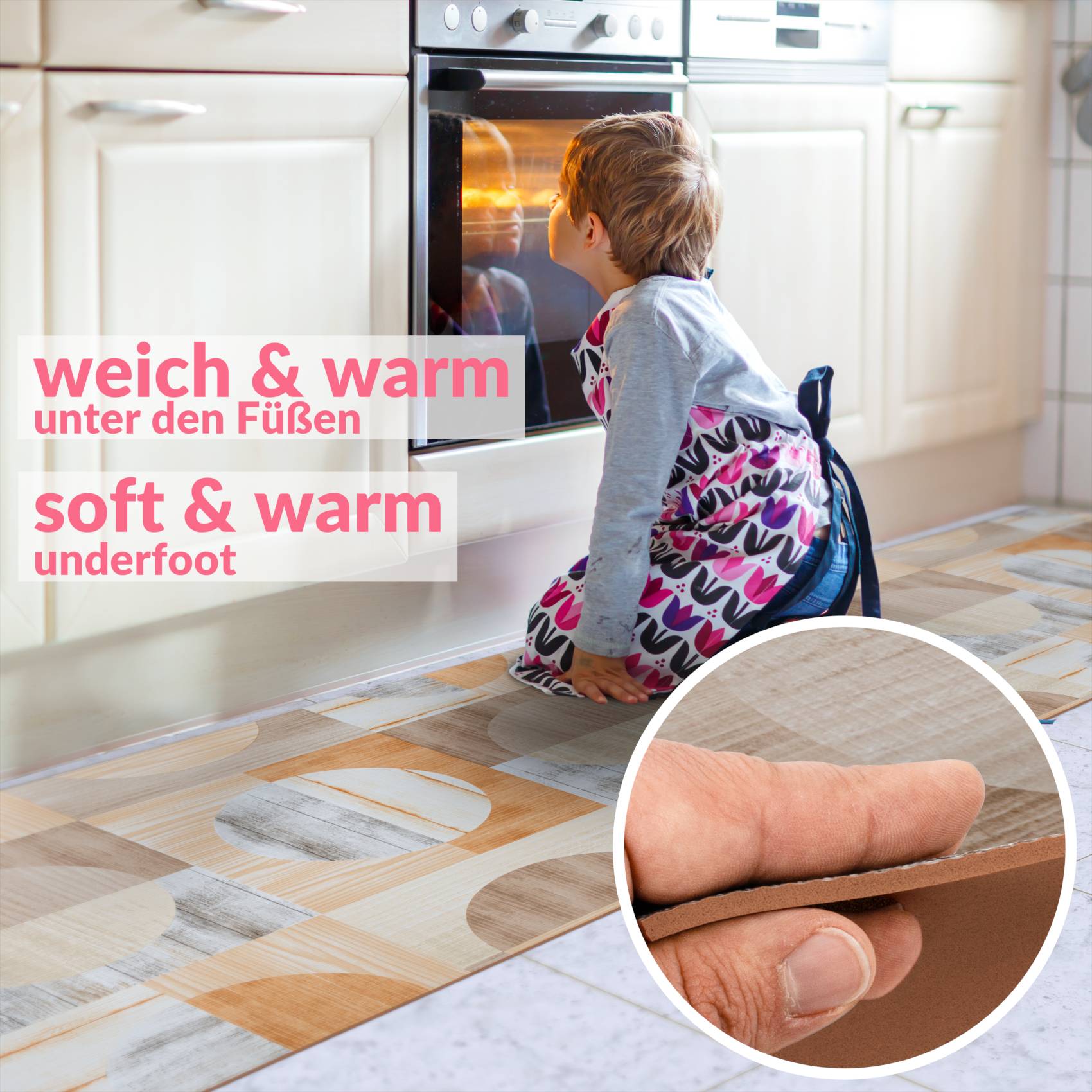 Küchenläufer Küchenteppich Flurteppich Kreise Holzoptik Küchenläufer Läufer Küche