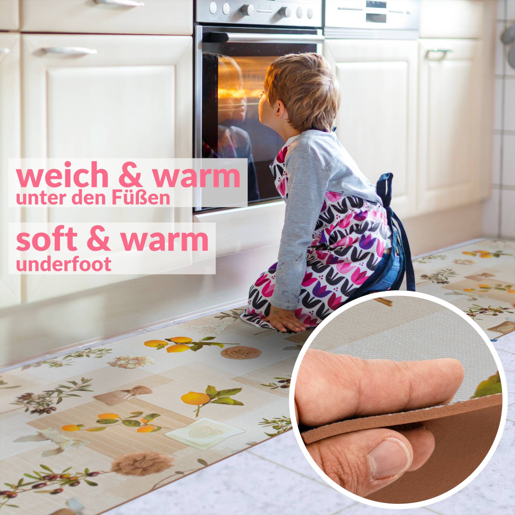 BRHF5221_15 Küchenläufer Küchenteppich Oliven Citronen Teppich Läufer Flur abwaschbar