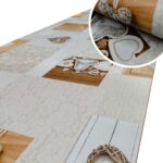 Küchenläufer Küchenteppich Motivdruck Herzen Holz Teppichläufer Flur Teppich Läufer rutschfest