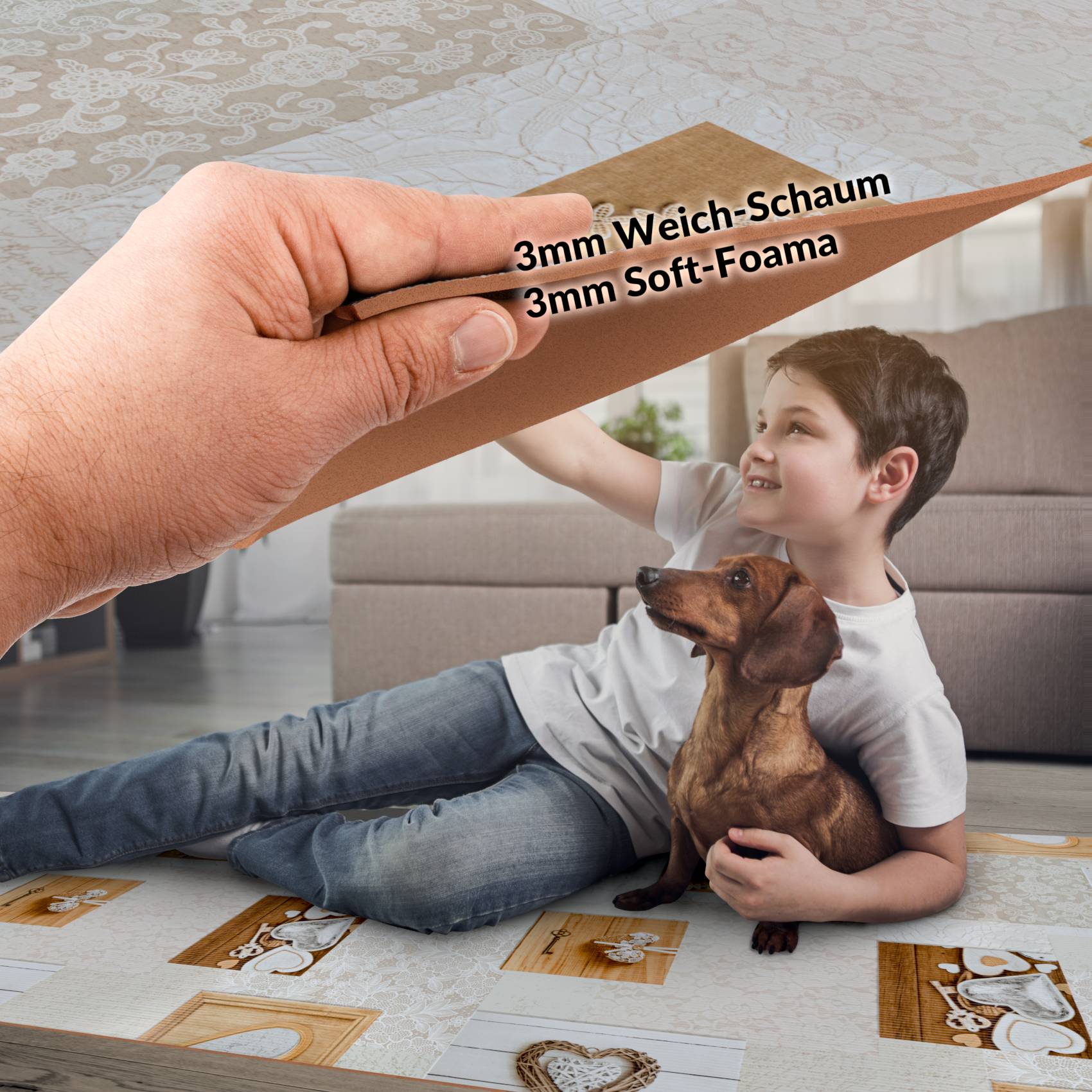 Küchenläufer Küchenteppich Motivdruck Herzen Holz Teppichläufer Flur Teppich Läufer rutschfest