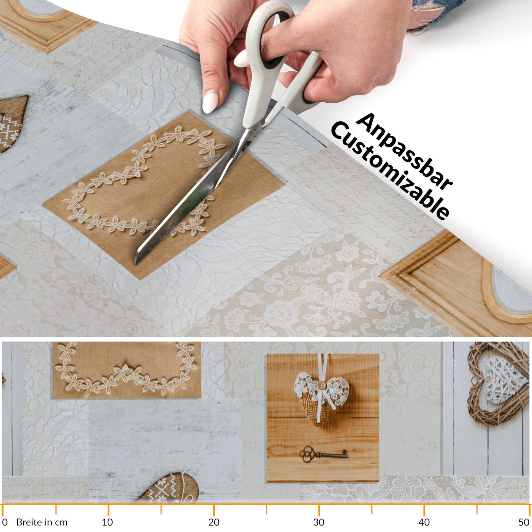 Küchenläufer Küchenteppich Motivdruck Herzen Holz Teppichläufer Flur Teppich Läufer rutschfest