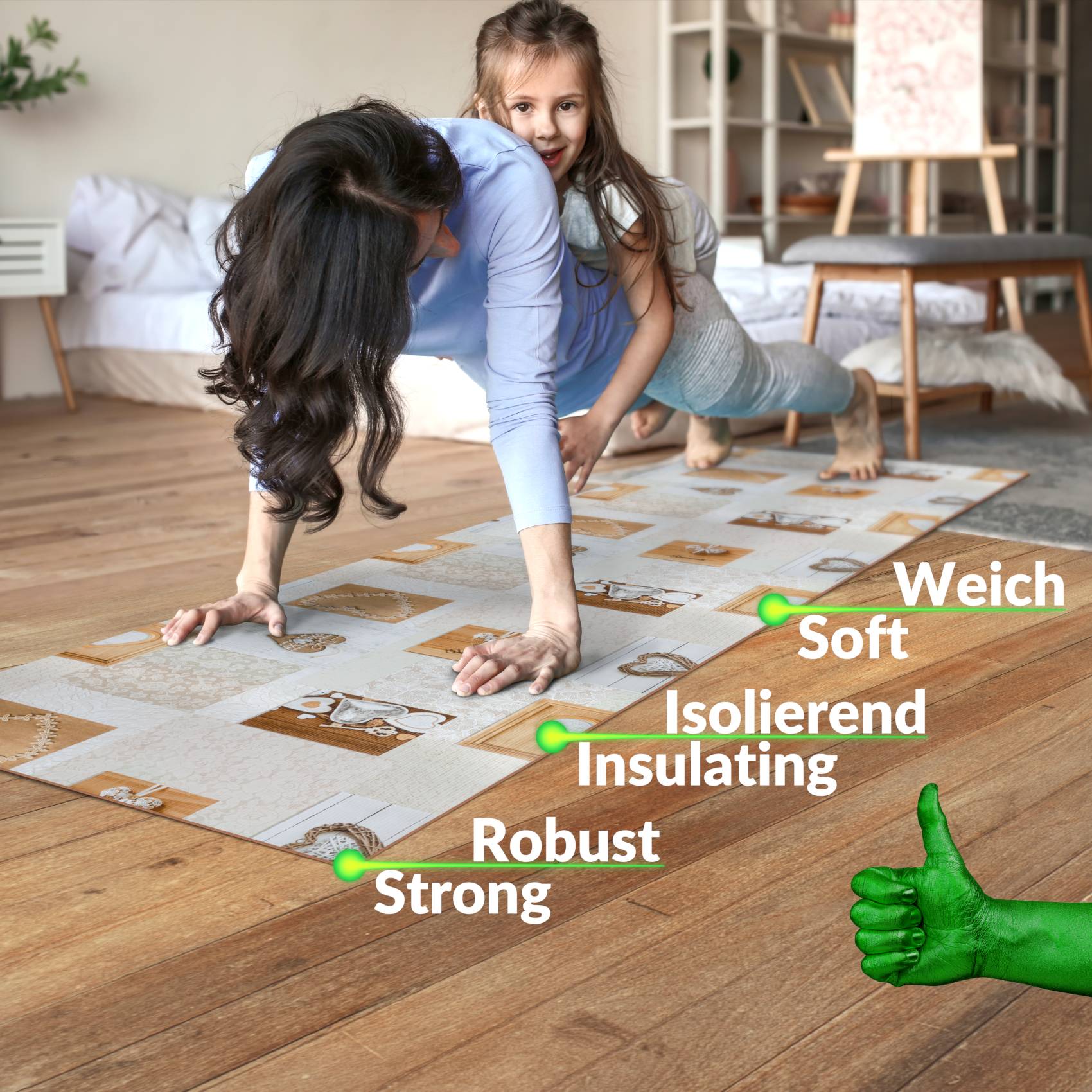 Küchenläufer Küchenteppich Motivdruck Herzen Holz Teppichläufer Flur Teppich Läufer rutschfest