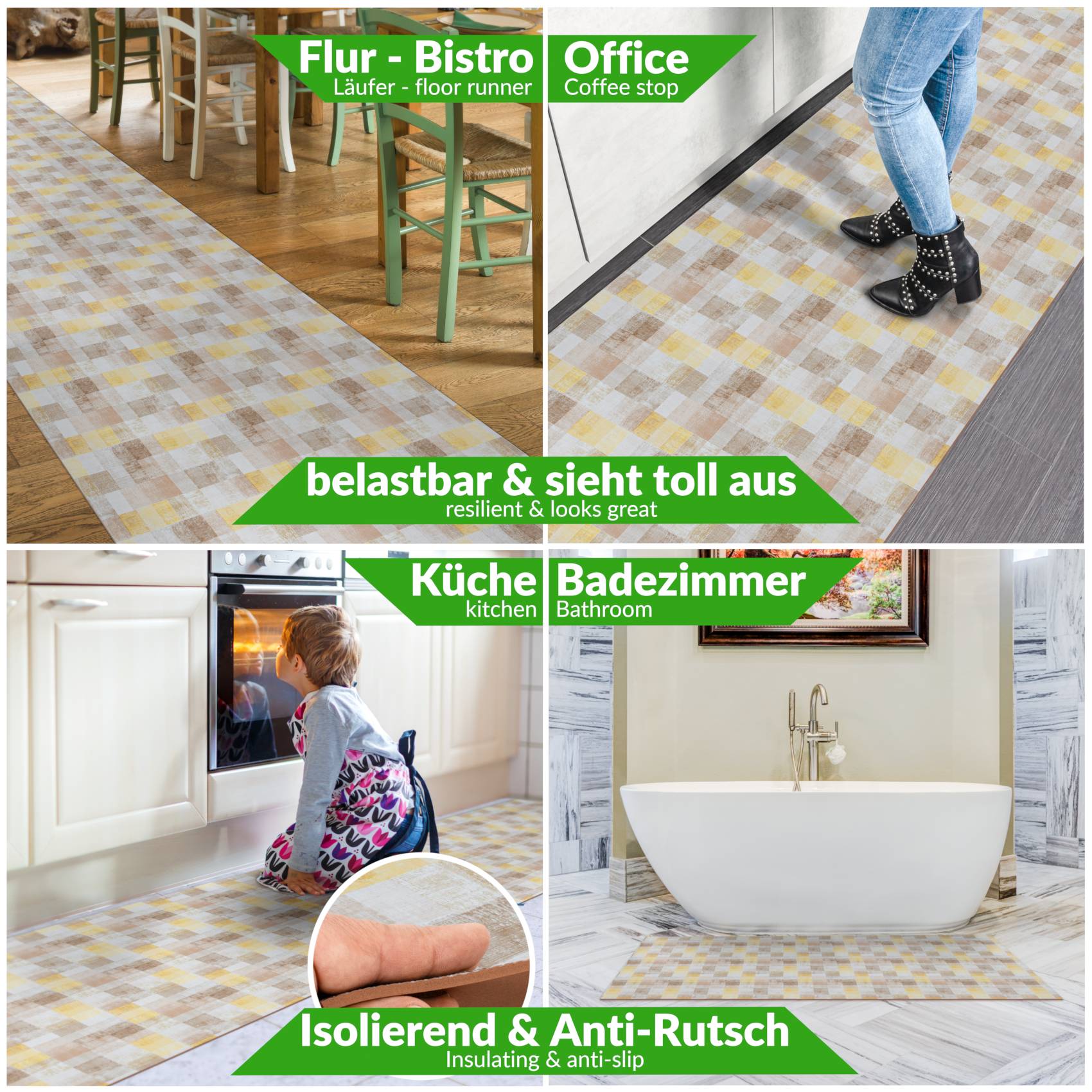 BRHF6064_40 Küchenläufer Küchenteppich Läufer Flurteppich Mosaik Bunt Teppichläufer