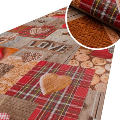 Küchenläufer Küchenteppich Flurteppich Patchwork Love Herz Teppichläufer rutschfest abwaschbar