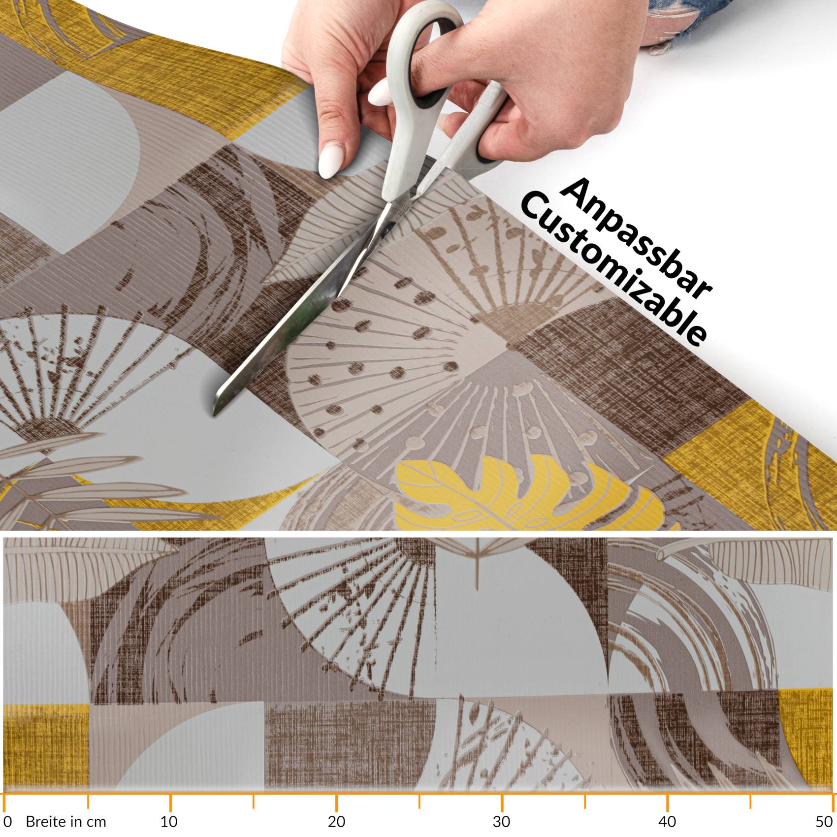 Küchenläufer Küchenteppich Flurteppich Palmenblätter Grau Läufer rutschfest