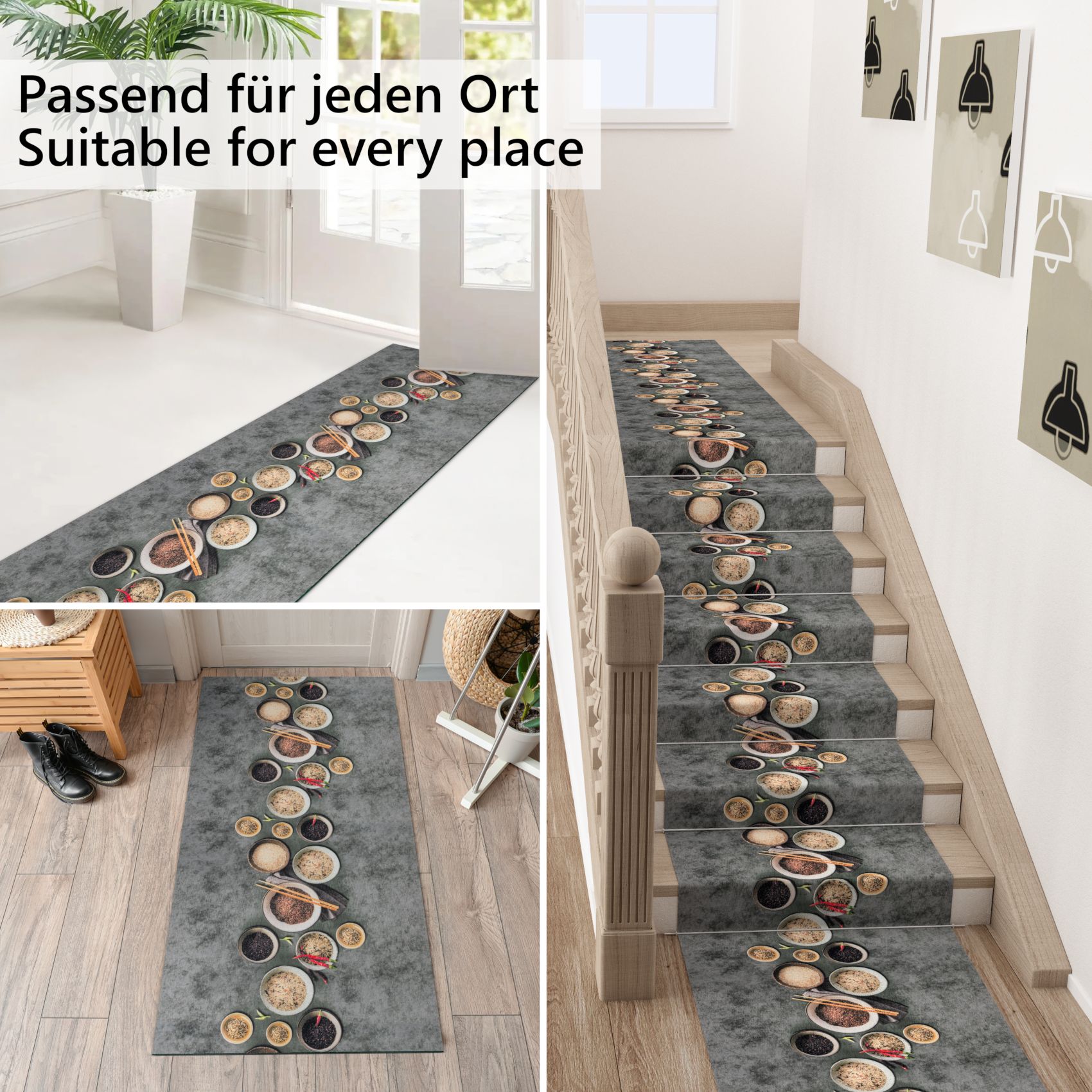 GTASIAZZ_30 Küchenläufer Teppich Läufer Flurteppich waschbar rutschfest Gewürze Breite 65cm