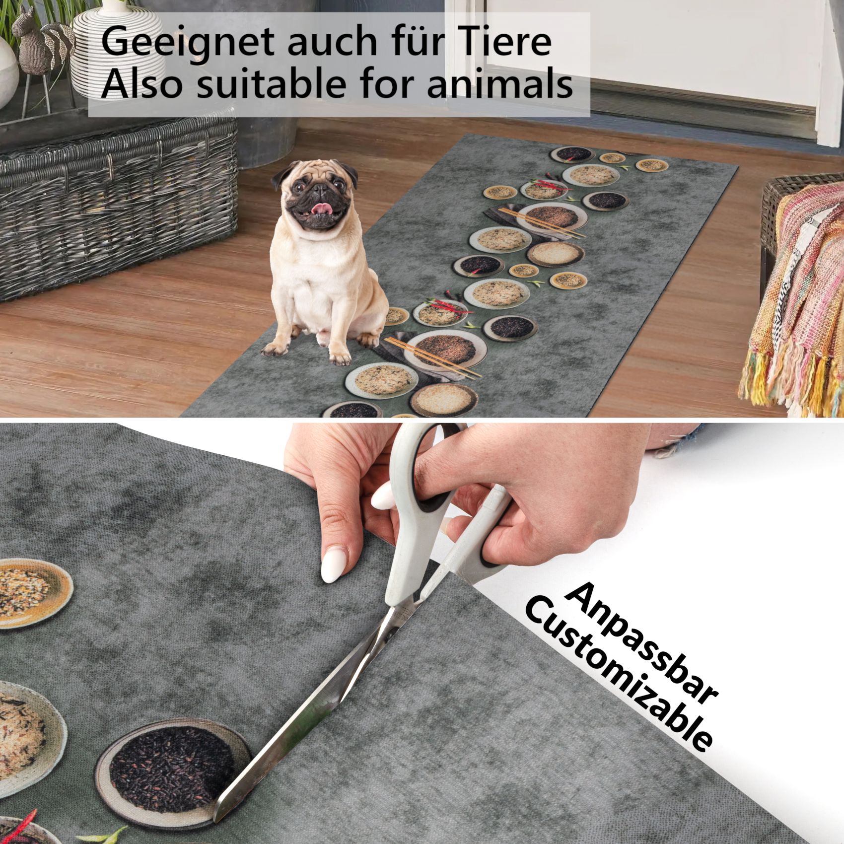 GTASIAZZ_50 Küchenläufer Teppich Läufer Flurteppich waschbar rutschfest Gewürze Breite 65cm