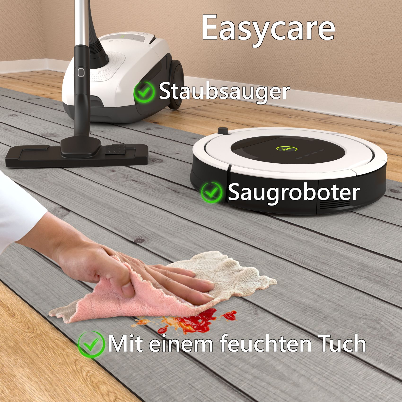 Küchenläufer Teppich Läufer Flurteppich waschbar rutschfest Holzoptik Grau Breite 65cm