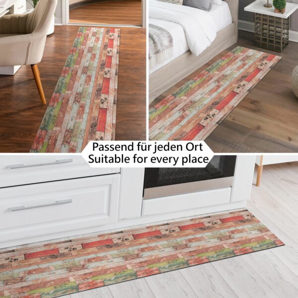 Küchenläufer Teppich Läufer Flurteppich waschbar rutschfest Holzoptik Breite 65cm – 100x65cm