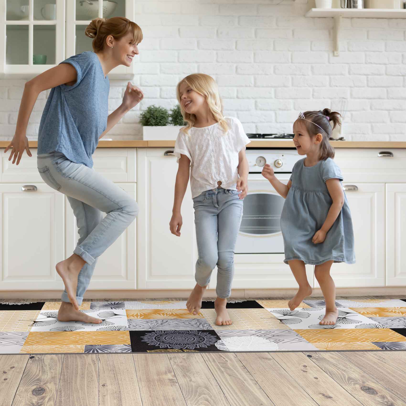 Küchenteppich Gold pflegeleicht rutschfest Küchenläufer abwaschbar