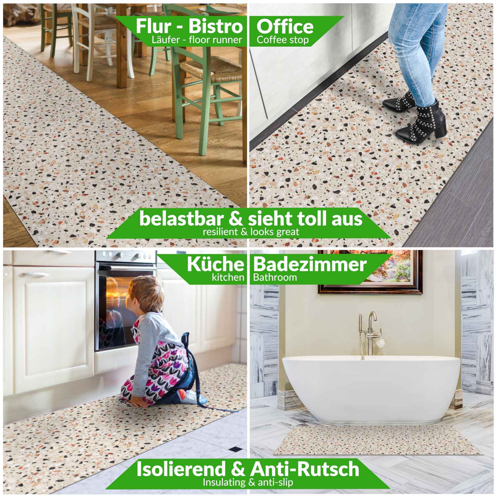 3446413_Product Küchenläufer Küchenteppich Granitoptik waschbar Läufer Küche Teppich Läufer