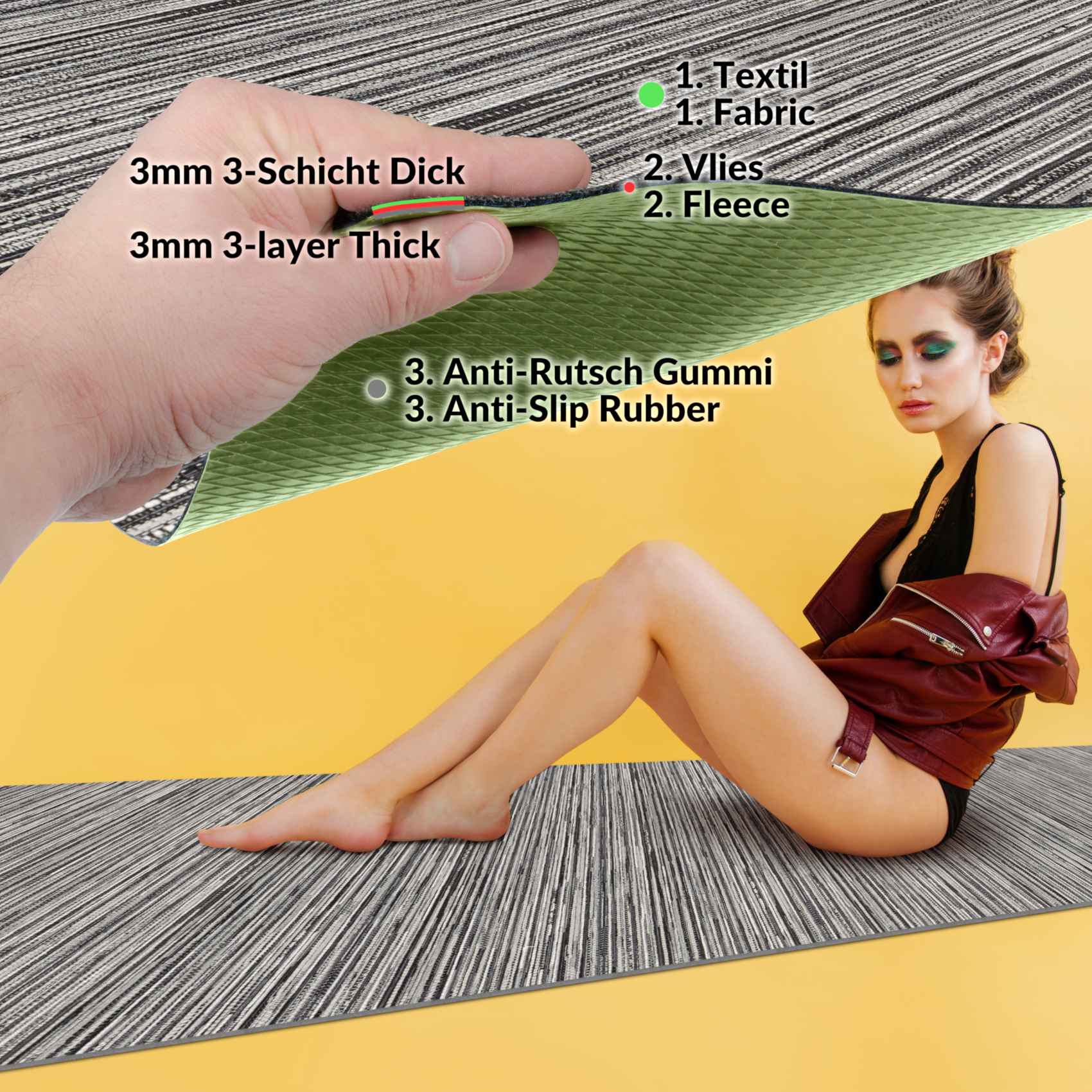 3446422_Product Läufer Flur Teppichläufer Küchenläufer Küchenteppich Streifen Grau