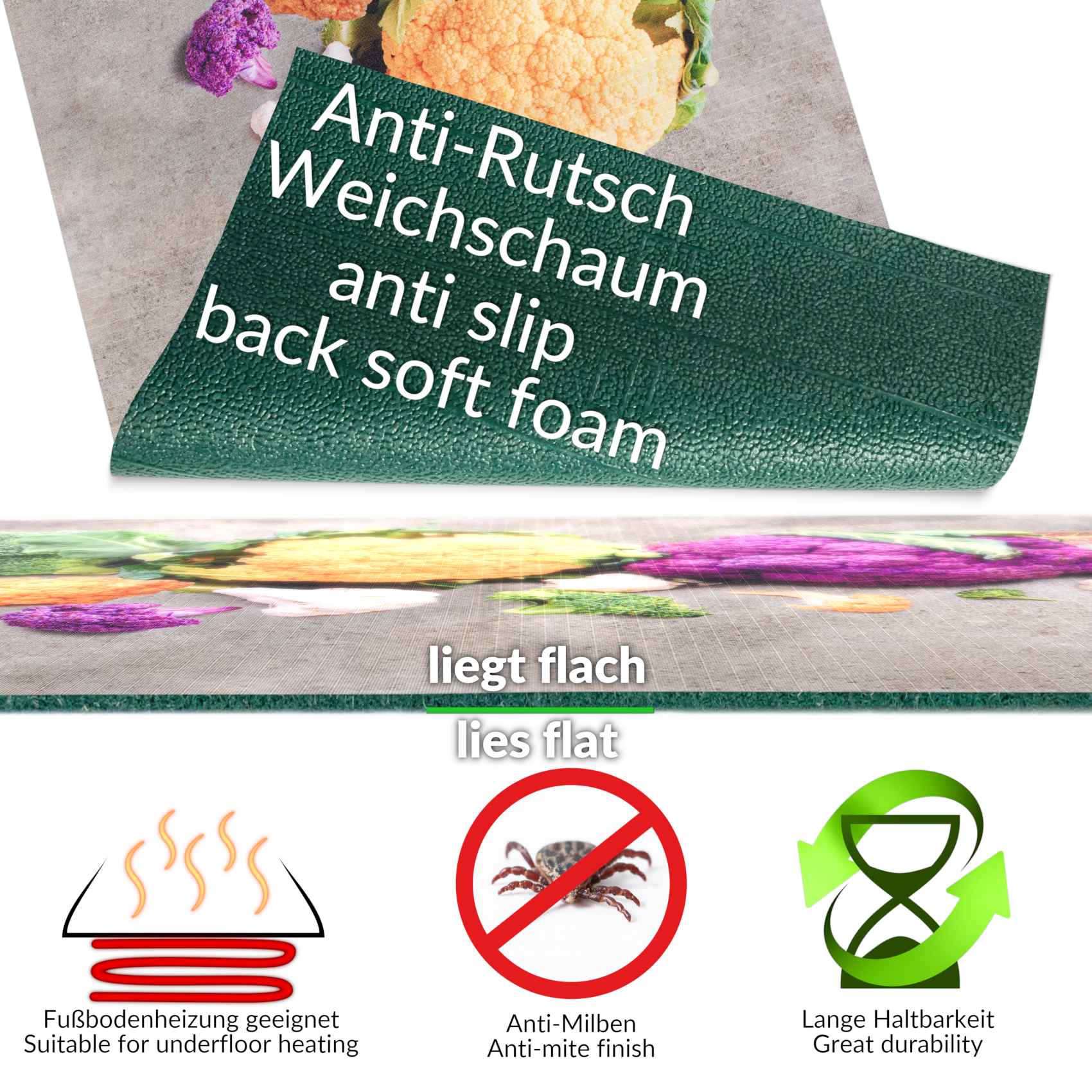 SPRINT48_50 Küchenläufer Küchenteppich Läufer Flur Teppichläufer Sprinty Cavolfiore 52cm Breite