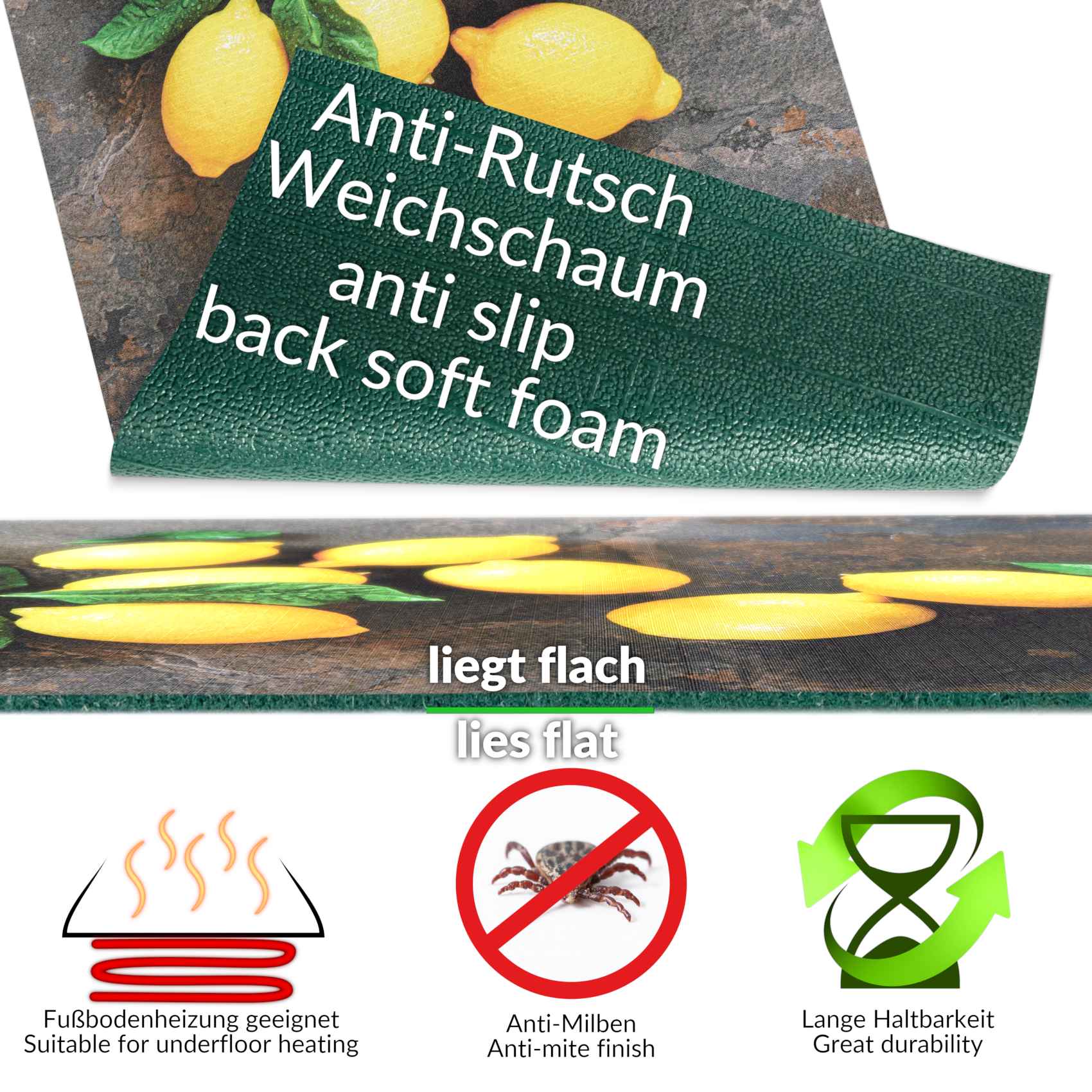 Küchenläufer Küchenteppich Läufer Flur Teppichläufer Sprinty Limoncello 52cm Breite