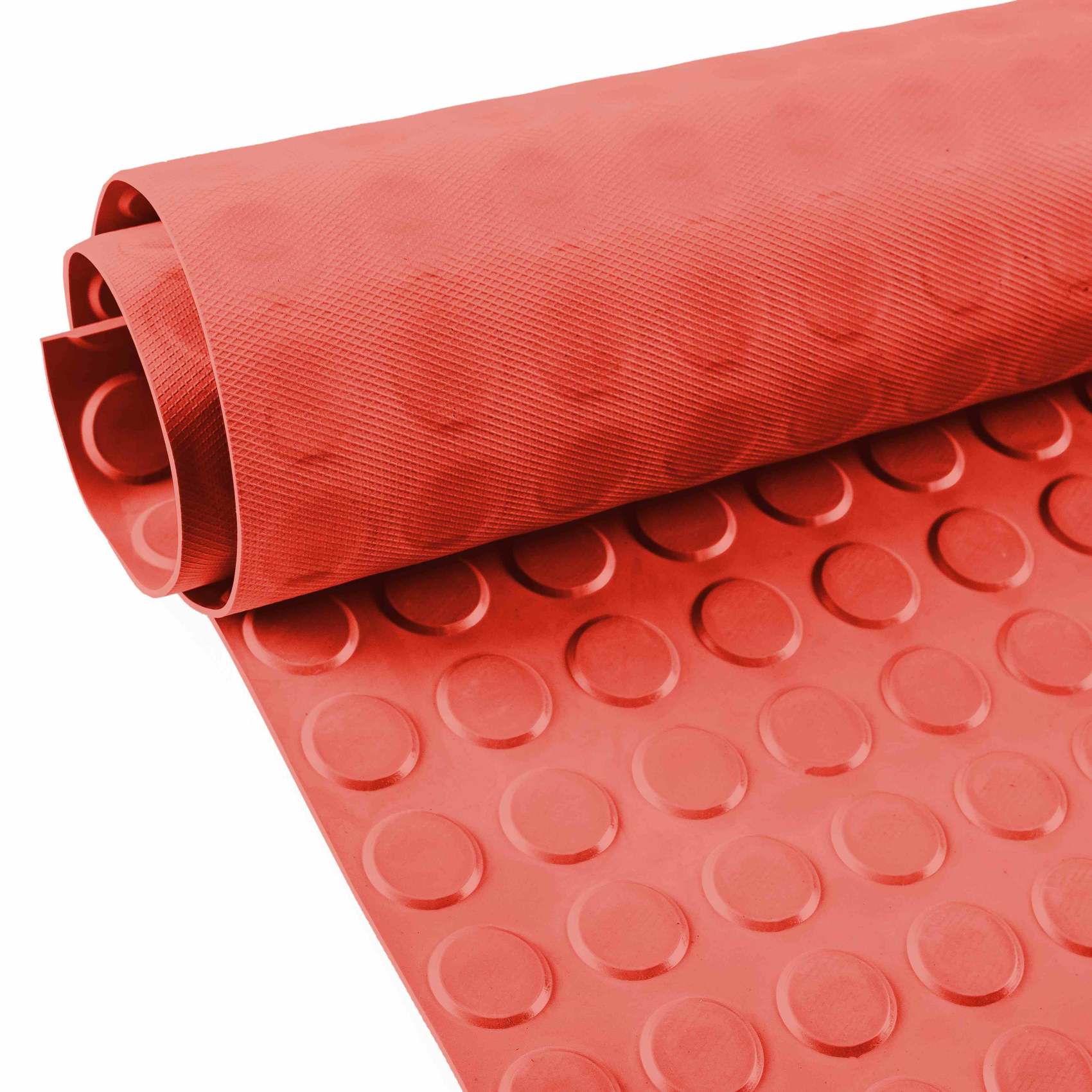 TPE Gummimatten geruchsarm Meterware Noppen Rot Gummi 3mm -100 cm Breit Rollenware