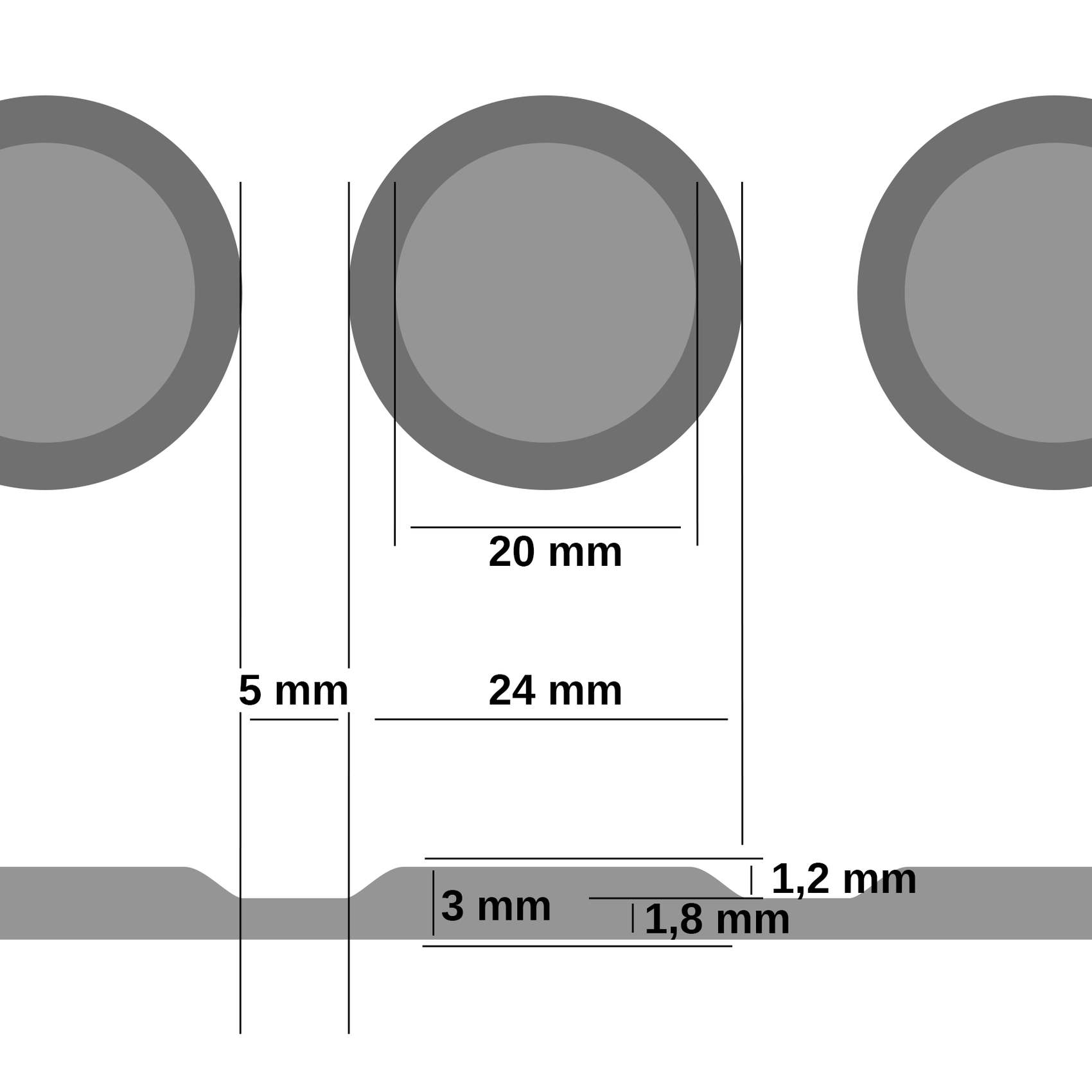 TPE Gummimatten Meterware Flachnoppen Grau Bodenbelag Gummiläufer 3mm -100 cm Rollenware