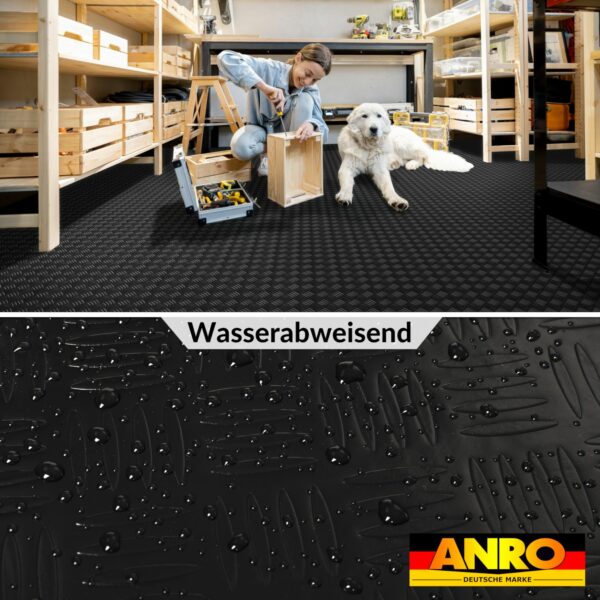 PVC Bodenbelag Vinylboden Riffelblechoptik Schwarz 1mm Antirutschmatte Meterware 140cm Breit – 100x140cm