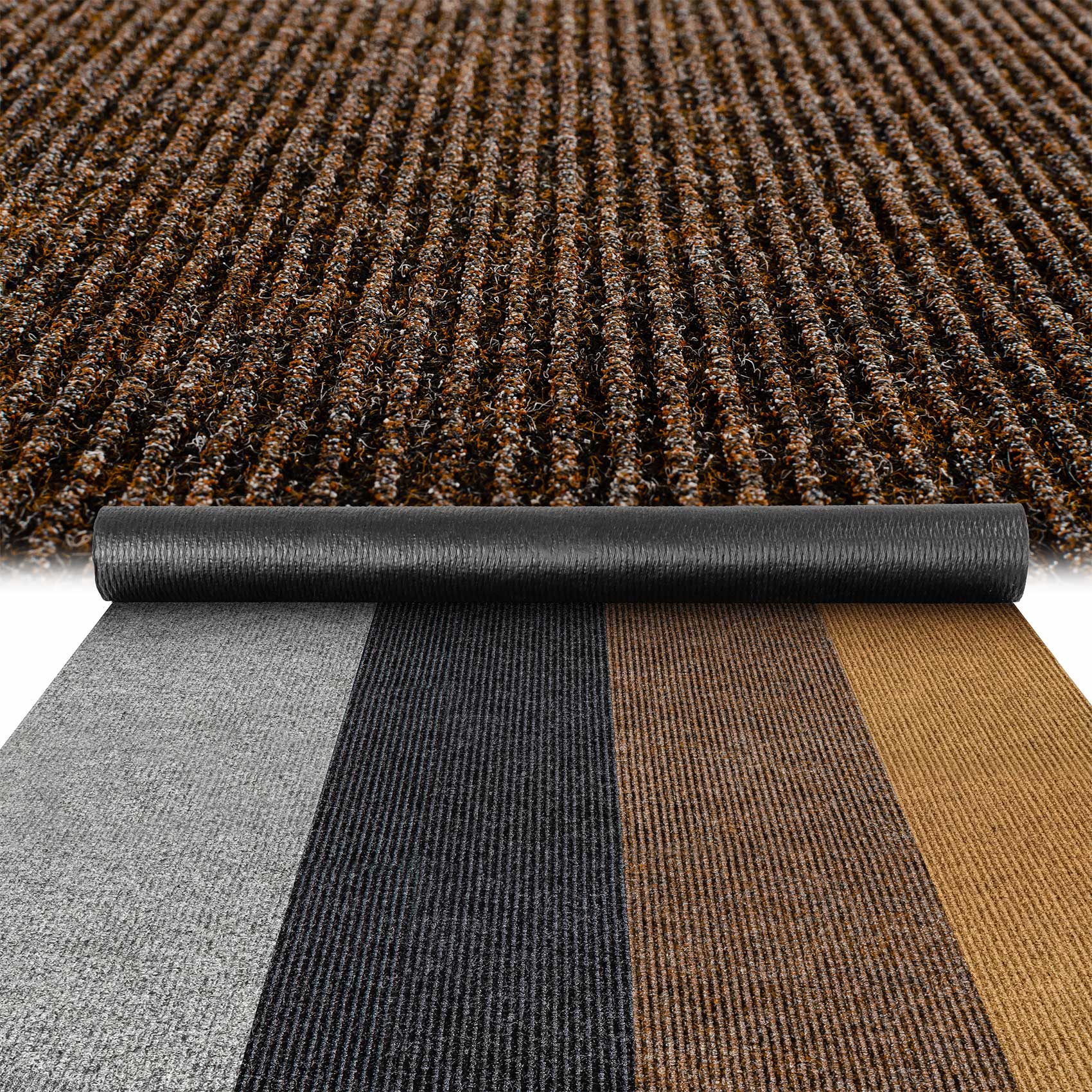 Teppichläufer Läufer Flur Sauberlaufmatte Läufer rutschfest STRIBET Breite 100cm Dunkelbraun