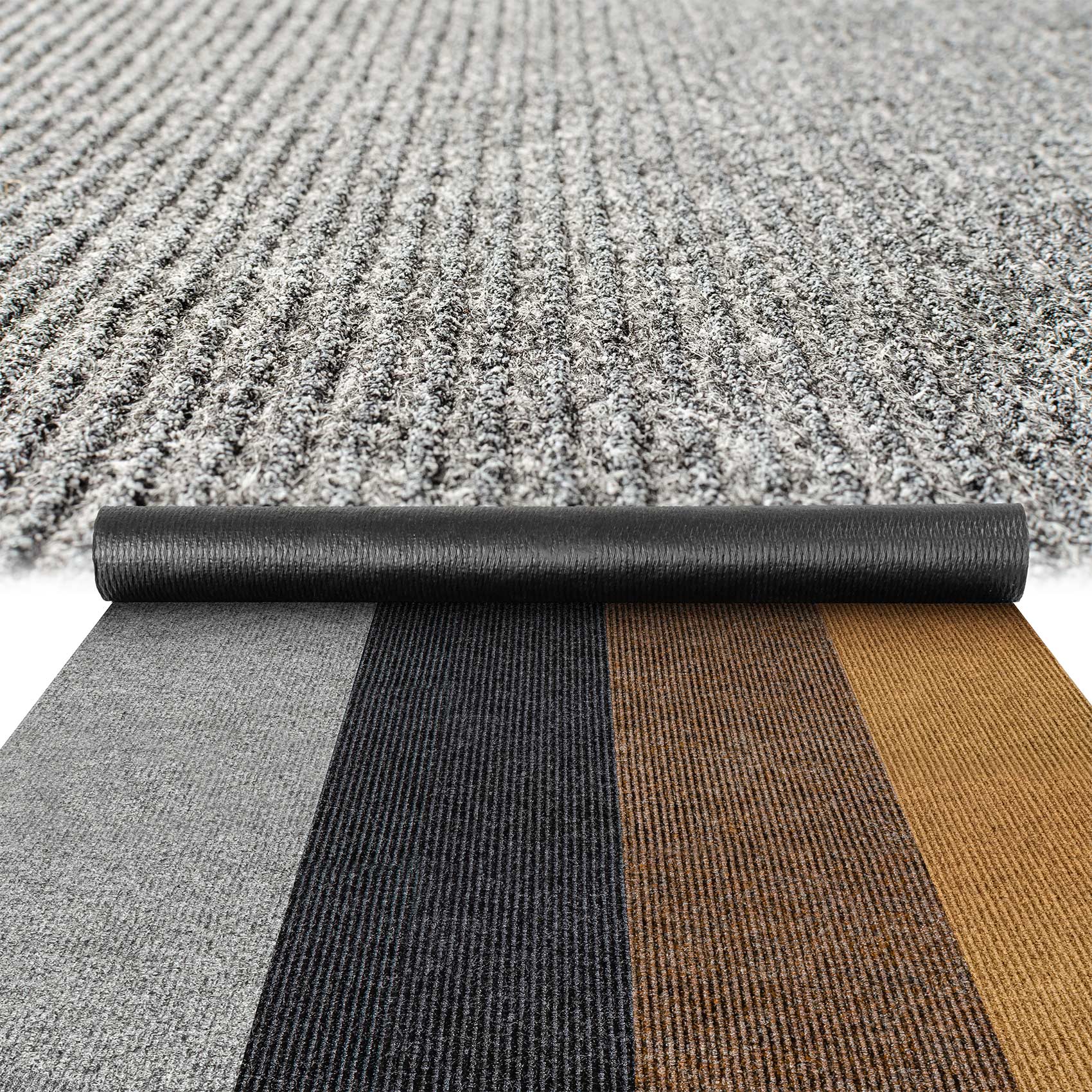 STRGRA_40 Teppichläufer Läufer Flur Sauberlaufmatte Läufer rutschfest STRIBET Breite 100cm Grau