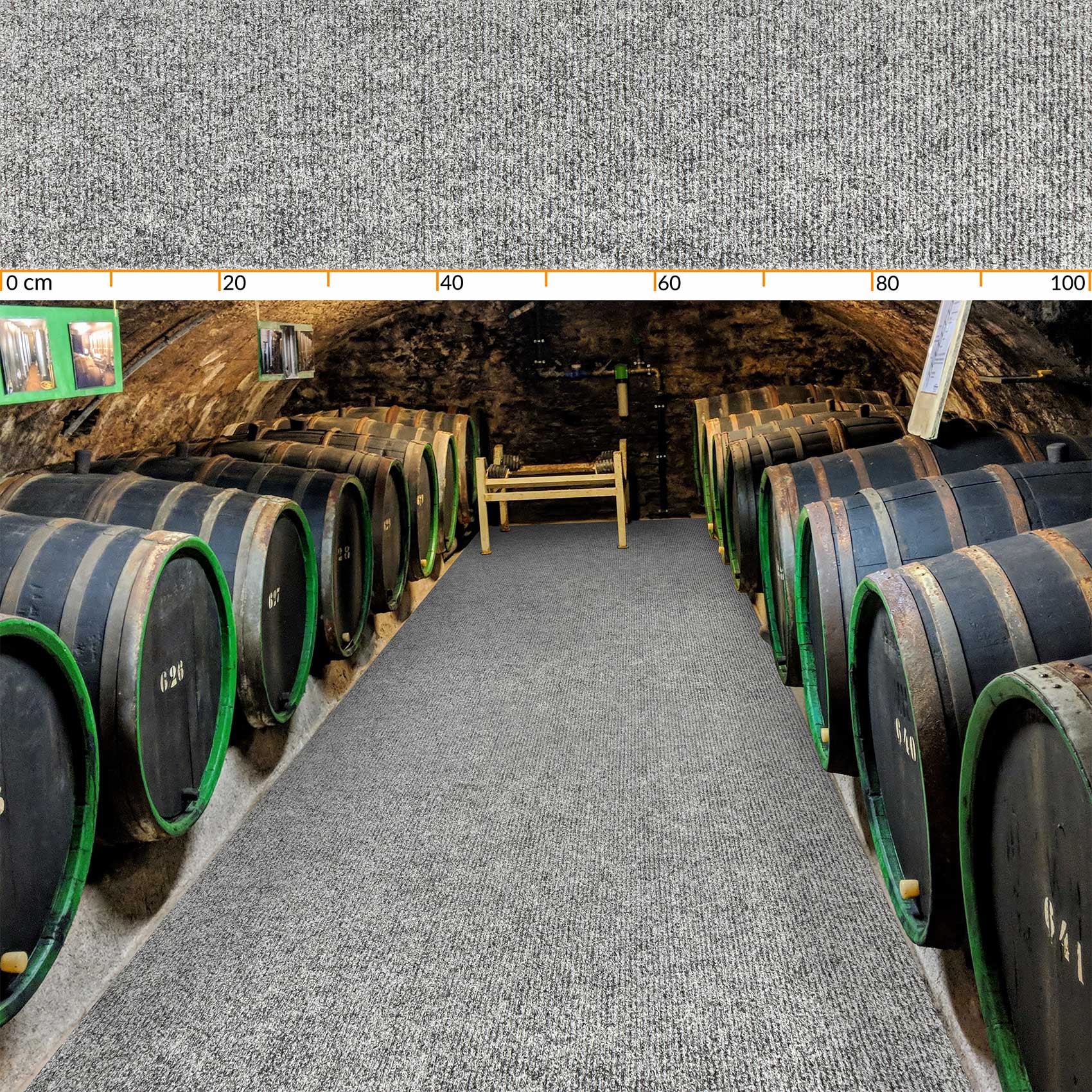 STRIGRAU_20 Teppichläufer Läufer Flur Sauberlaufmatte Läufer rutschfest STRIBET Breite 100cm Grau