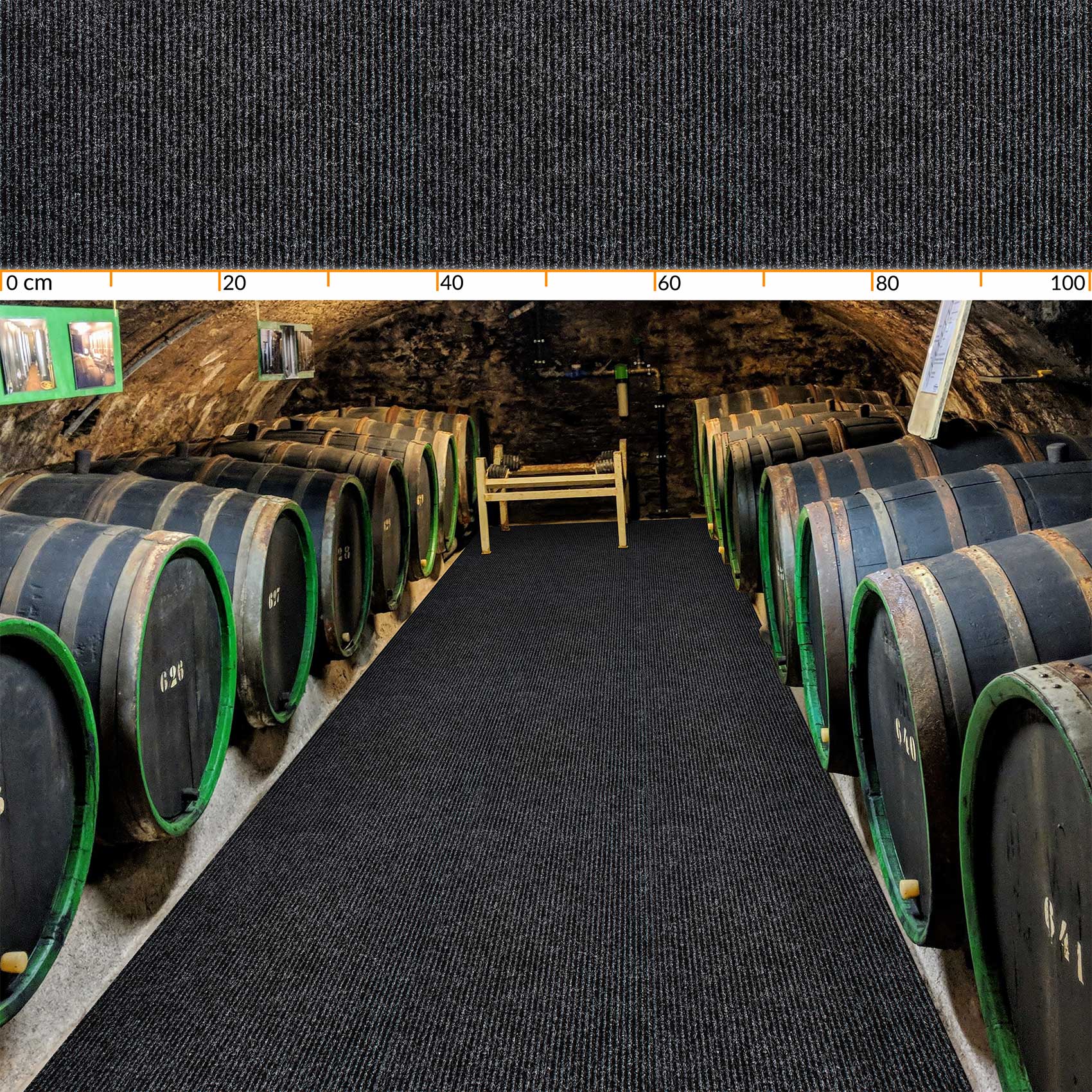 Teppichläufer Läufer Flur Sauberlaufmatte Schmutzfangmatte Flur Teppich STRIBET Breite 100cm Schwarz