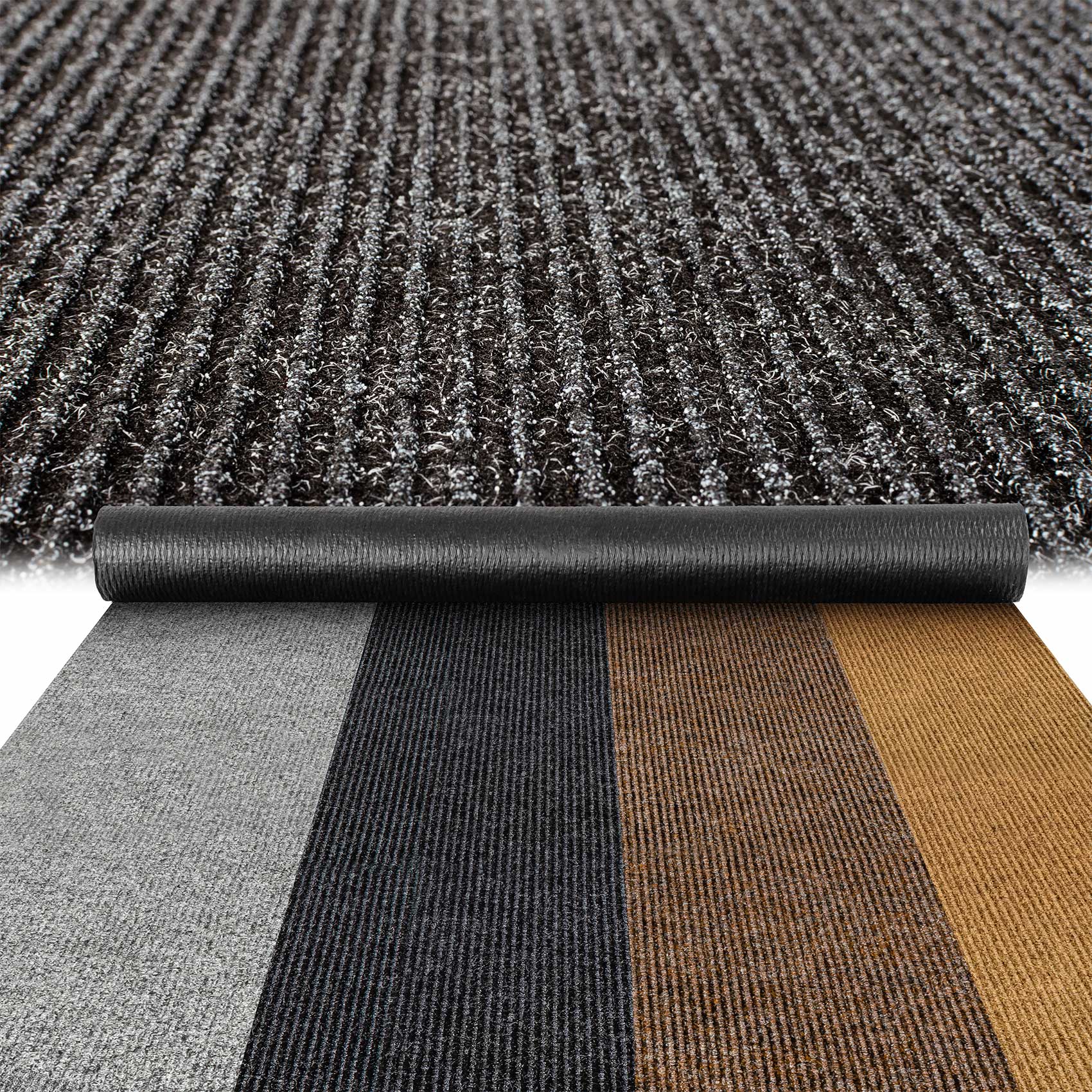 Teppichläufer Läufer Flur Sauberlaufmatte Schmutzfangmatte Flur Teppich STRIBET Breite 100cm Schwarz