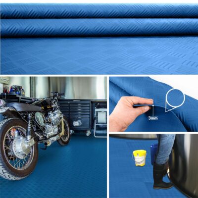 TPE Gummimatten Meterware geruchsarm Blau Riffelblechoptik Gummi 3mm – 100 cm breit Rollenware