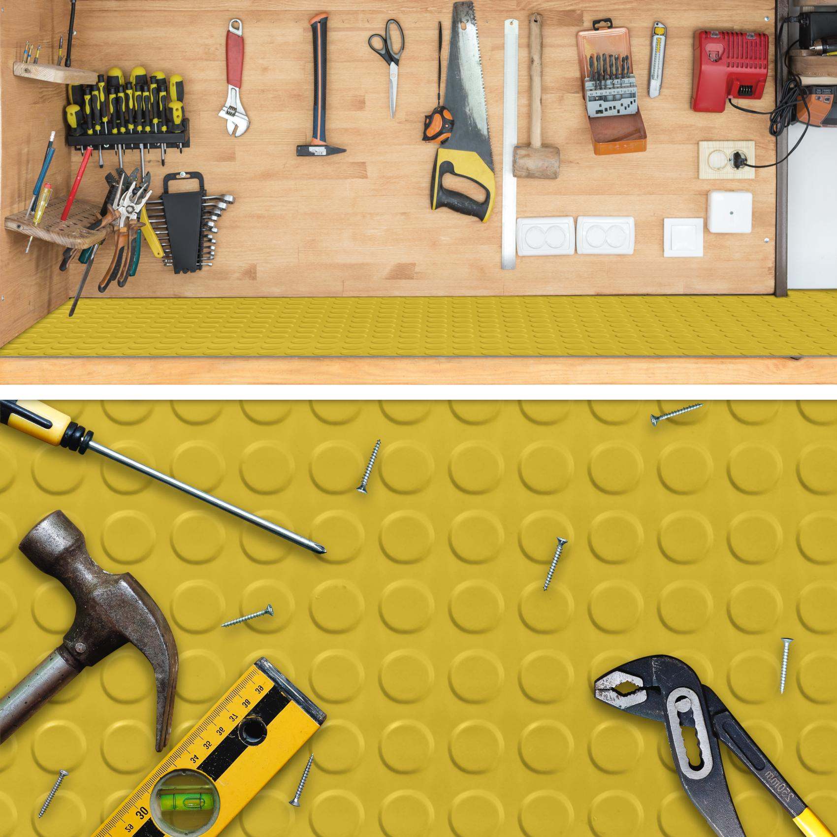 TPE Gummimatten Meterware geruchsarm Noppen Muster Gelb Bodenbelag 3mm – 100 cm breit Rollenware