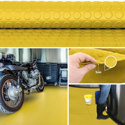 TPE Gummimatten Meterware geruchsarm Noppen Muster Gelb Bodenbelag 3mm – 100 cm breit Rollenware