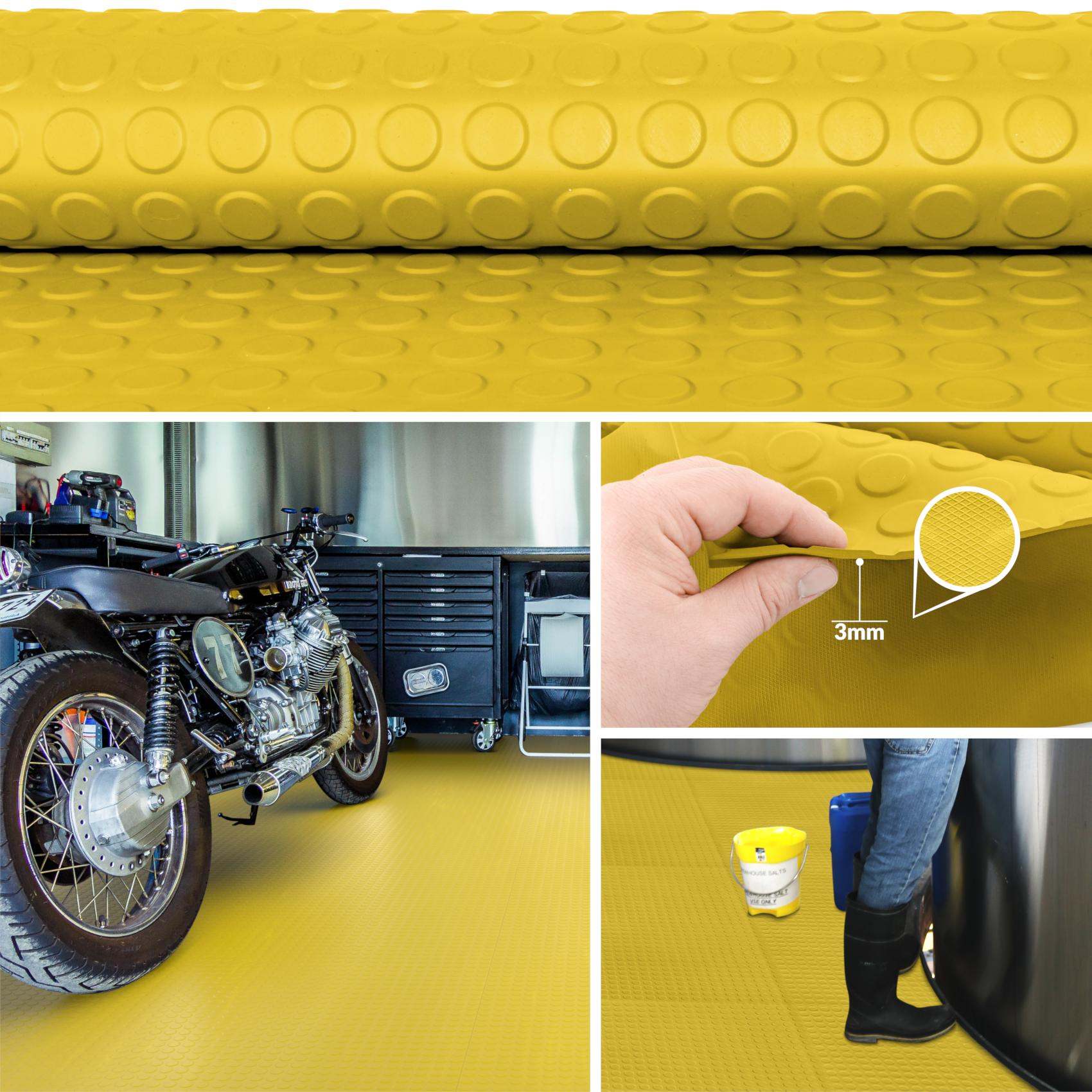 TPE Gummimatten Meterware geruchsarm Noppen Muster Gelb Bodenbelag 3mm – 100 cm breit Rollenware