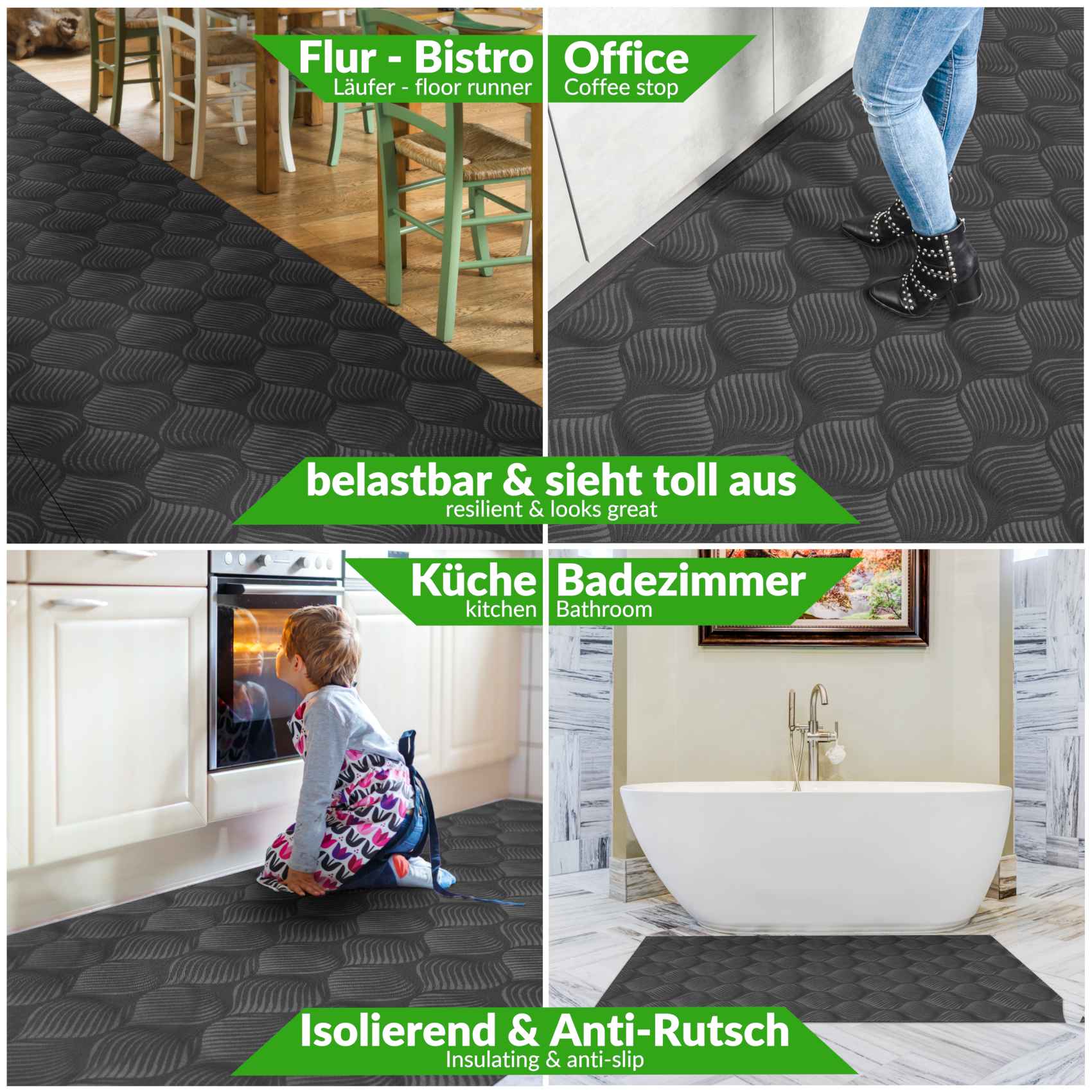 Teppichläufer Flur Läufer Küchenläufer Sauberlaufmatte Teppich Flur abwaschbar Textil Baker Breite 100cm