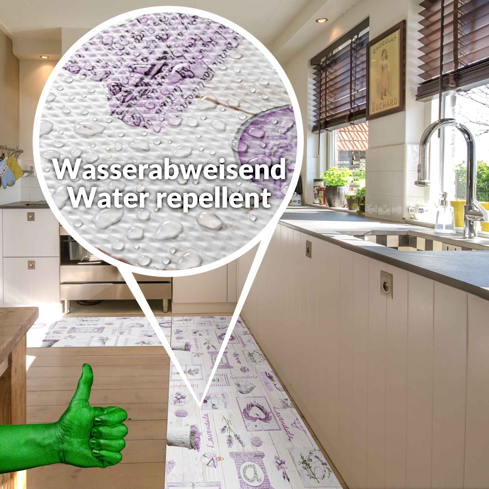 Küchenläufer Lavendula Teppichläufer pflegeleicht rutschfest abwaschbar Küchenteppich