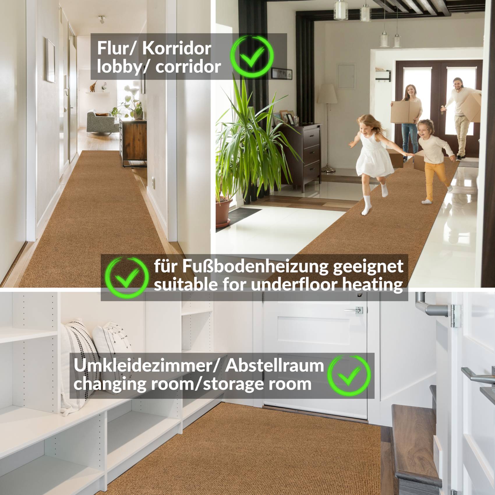 Sauberlaufmatte Schmutzfangmatte Teppichläufer Läufer Flur JUMBO Breite 100cm Meterware