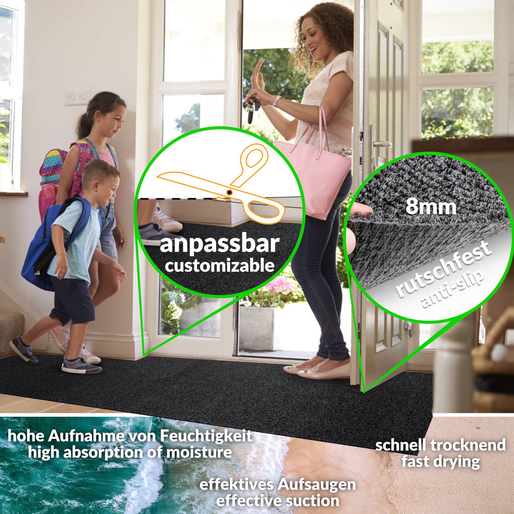 JUMANTR_30-jpg Sauberlaufmatte Schmutzfangmatte Teppichläufer Läufer Flur JUMBO Breite 100cm Meterware – Anthrazit, 500x100cm