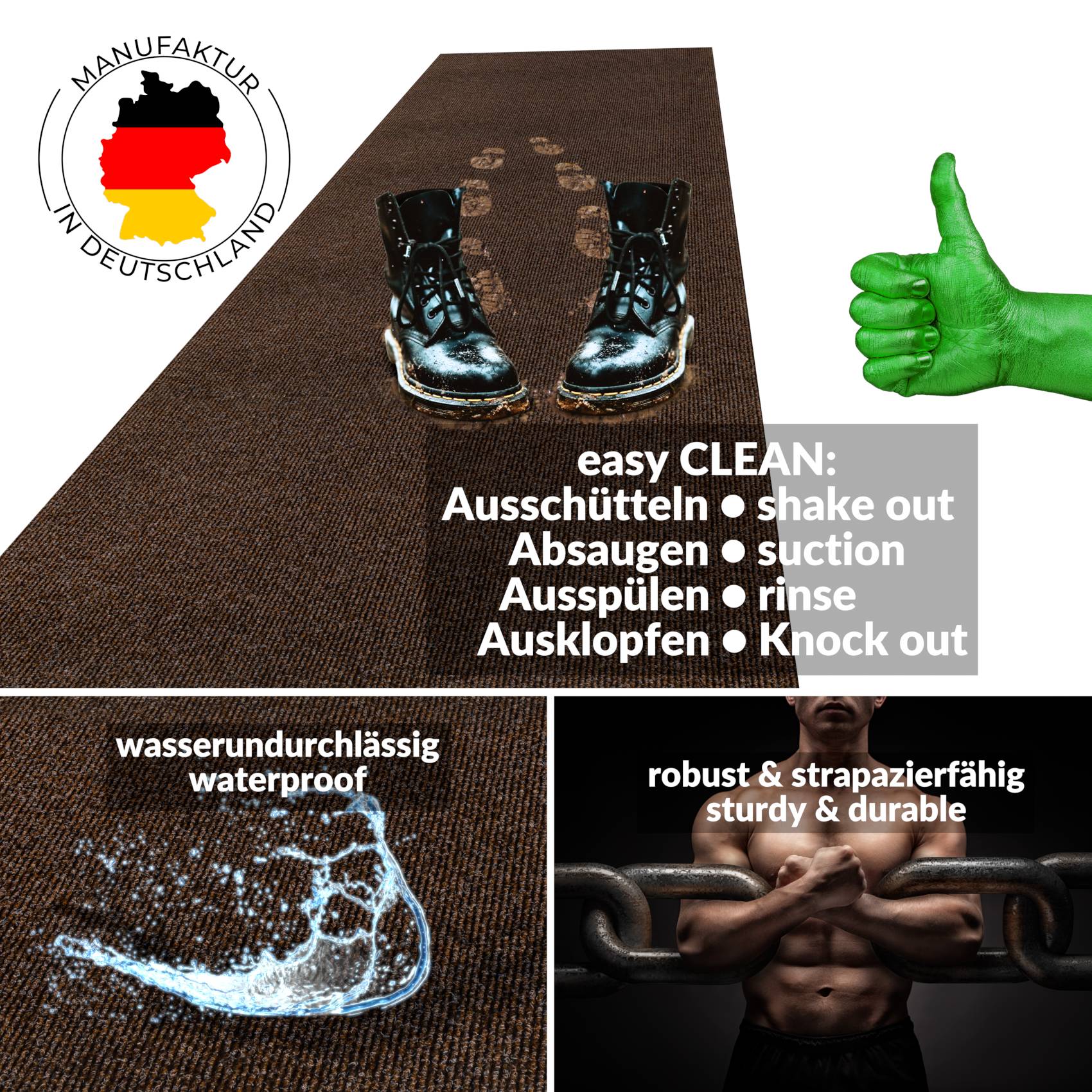 Sauberlaufmatte Schmutzfangmatte Teppichläufer Läufer Flur JUMBO Breite 100cm Meterware
