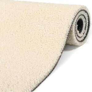 Teppich Wohnzimmer Kurzflor Teppich Getuftet Teppichboden Sweethome 3 Farben Breite 100cm – Creme-Weiß, 450x100cm